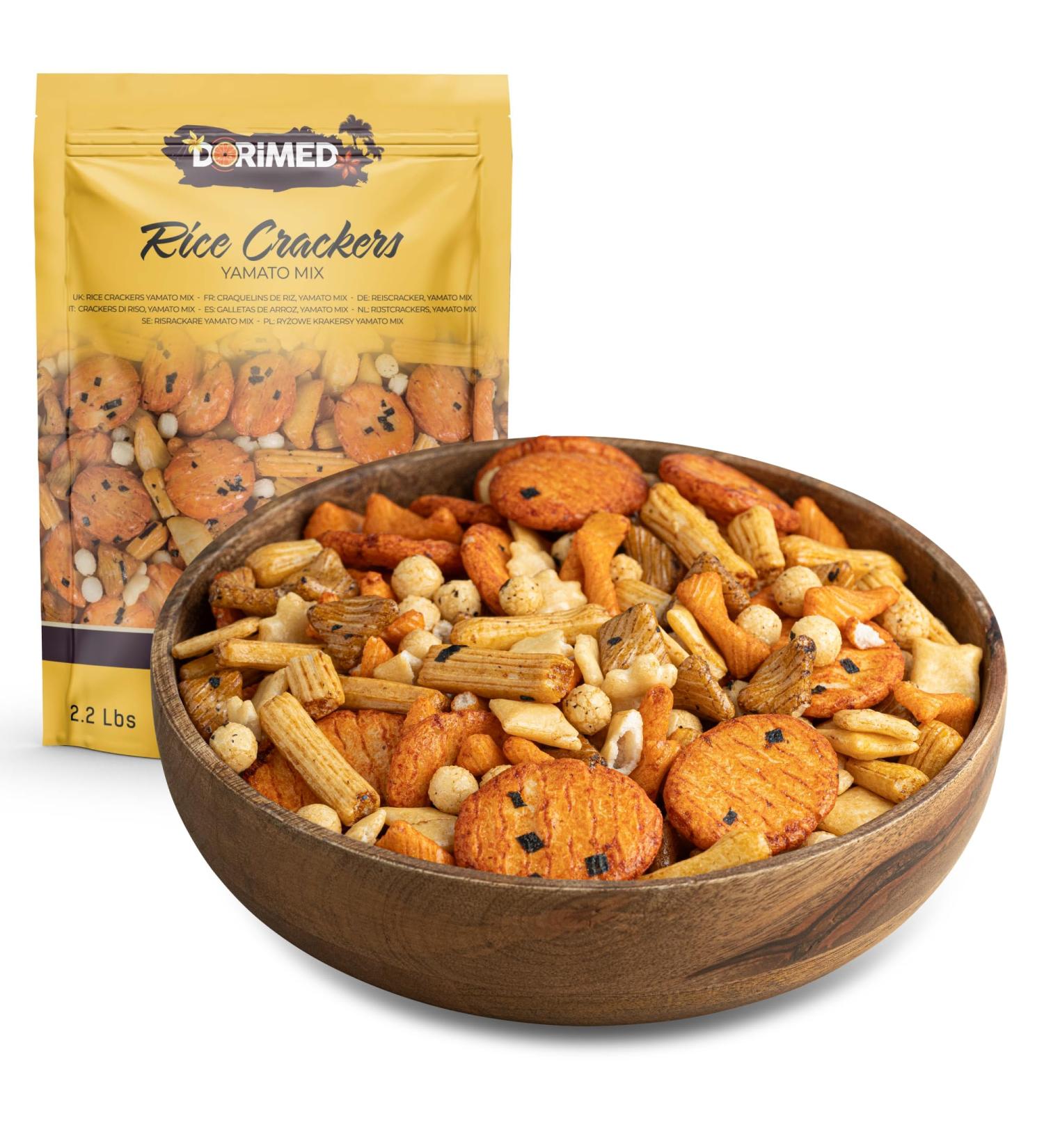 Yamato Rice Crackers in 1 kg Pack | Aperitif Mix with Different Asian Flavors | Slightly Spicy Fried Rice Sticks | With a Pi - Buy Online on GoSupps.com