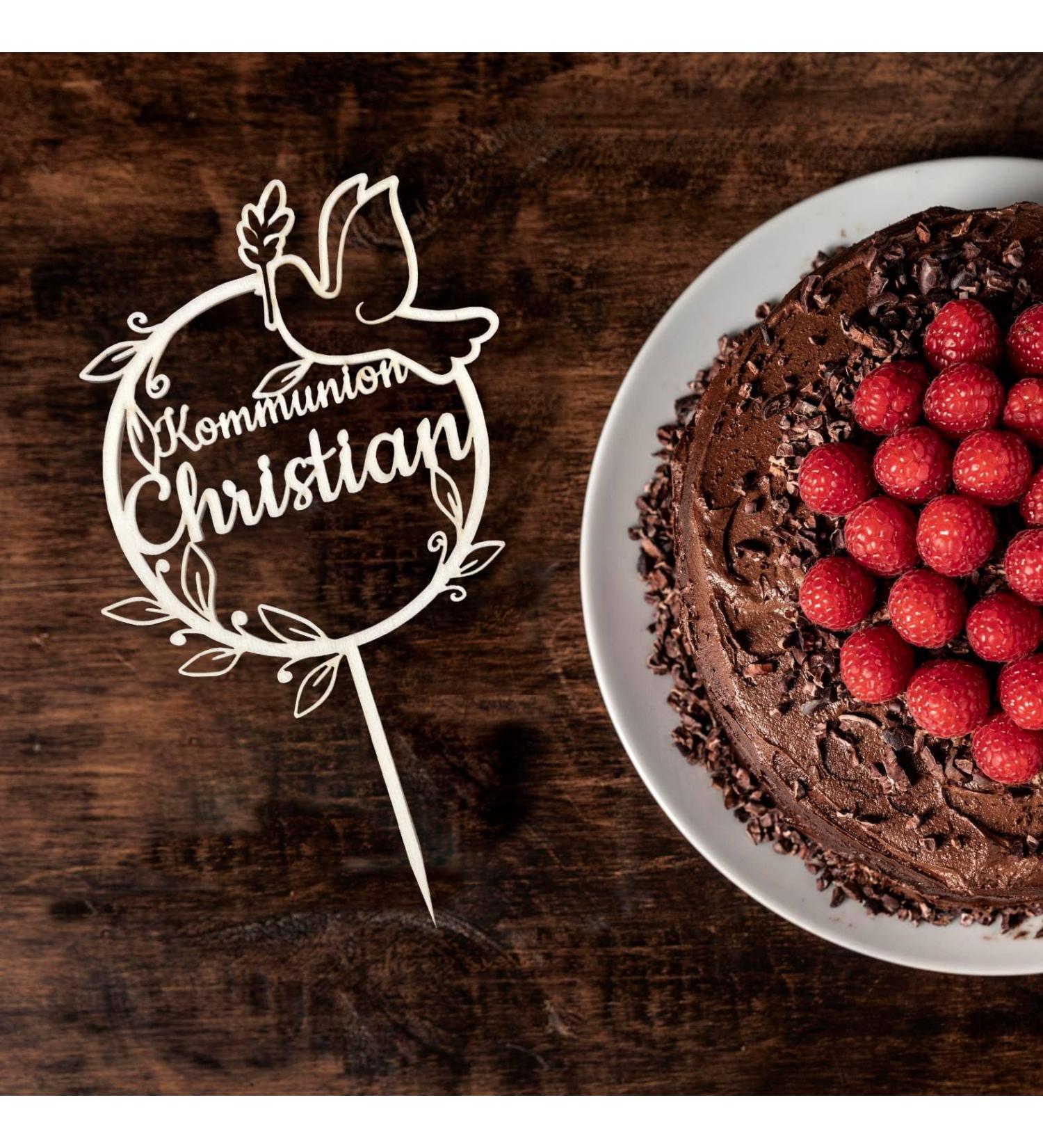 Personalized Wooden Cake Topper | Custom Name Decorations for Birthdays Weddings Baptisms & Communions - Perfect Cake Decoration - Buy Online on GoSupps.com