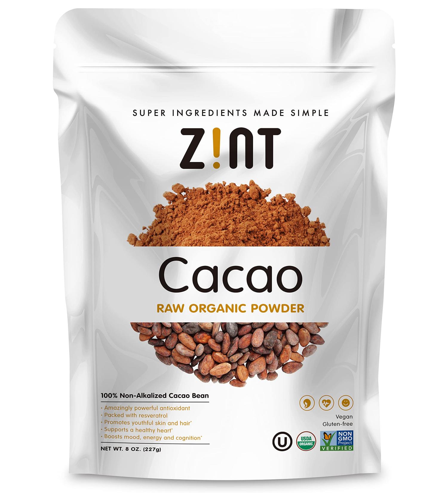 Zint Organic Cacao Powder 8 oz | Raw & All-Natural Cocoa Superfood - Buy Online on GoSupps.com