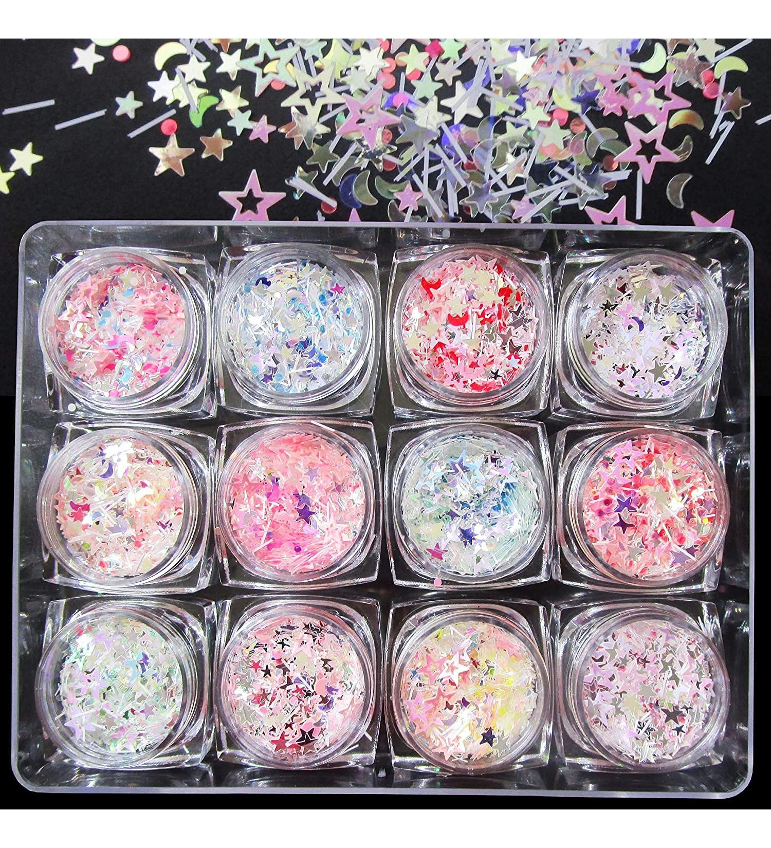 12pcs Glitter Makeup Set - Chunky & Nail Glitter for Hair Eyes Lips & Body | Perfect for Parties & Art | International Shipping - Buy Online on GoSupps.com