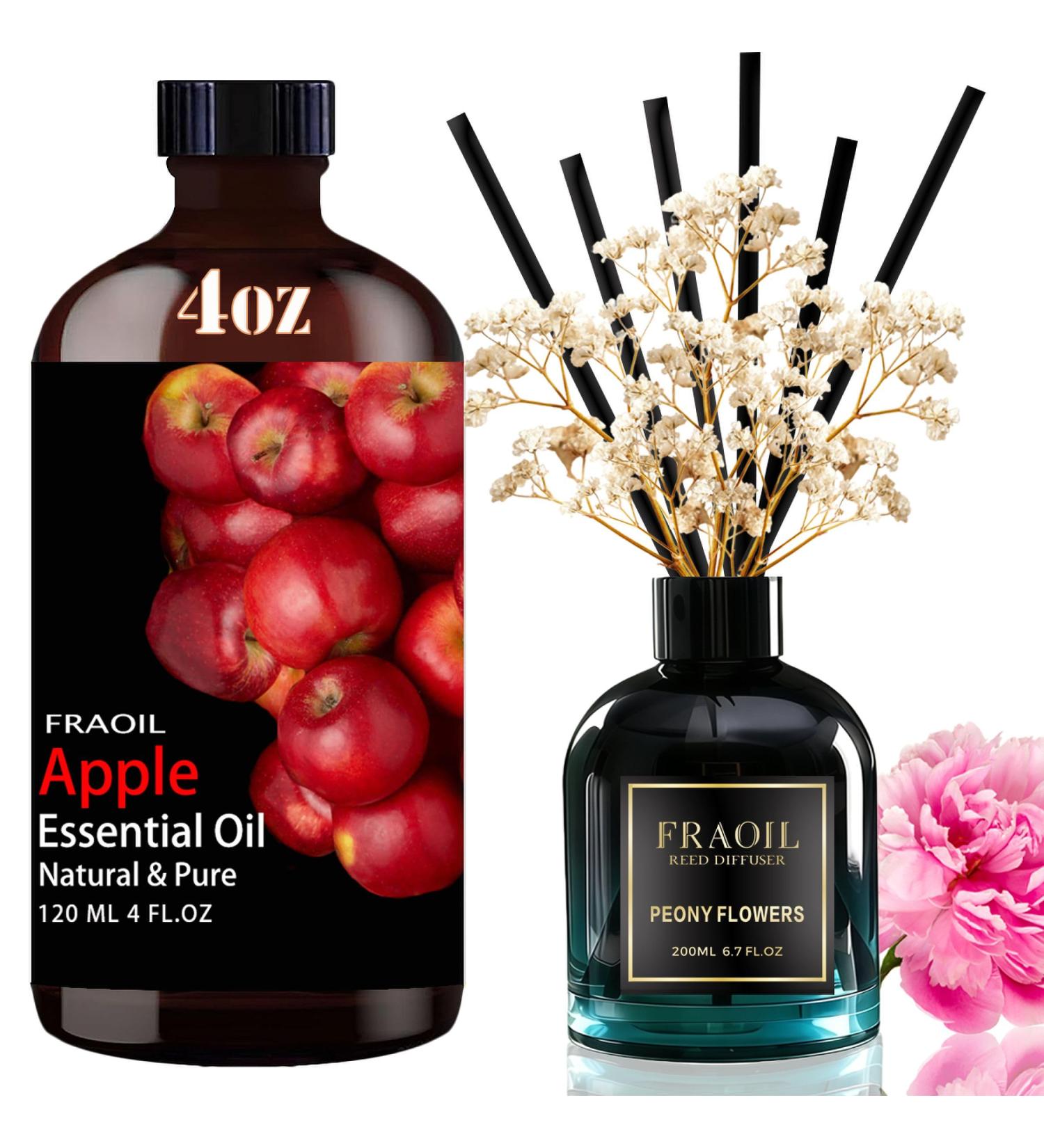Apple Essential Oil 4 Fl Oz and Peony Flowers Reed Diffuser 6.7 fl oz Perfect for Christmas Christmas Eve Halloween Thanksgiving New Year's Day Valentine's Day and Easter Gifts - Buy Online on GoSupps.com