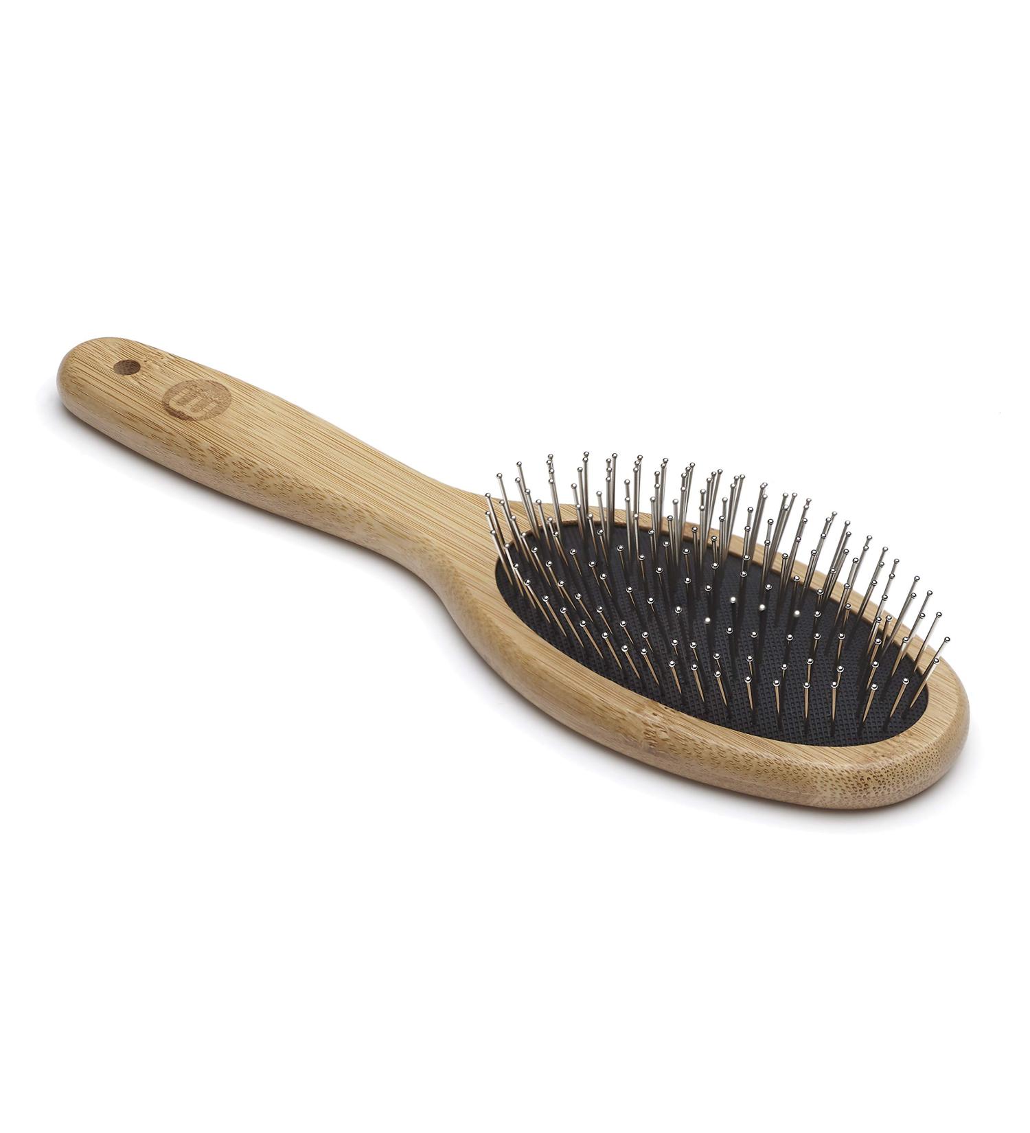 Mikki Bamboo Ball Pin Brush for Medium to Thick Hair Coats - Handmade from Sustainable Bamboo - Large Brown - Buy Online on GoSupps.com