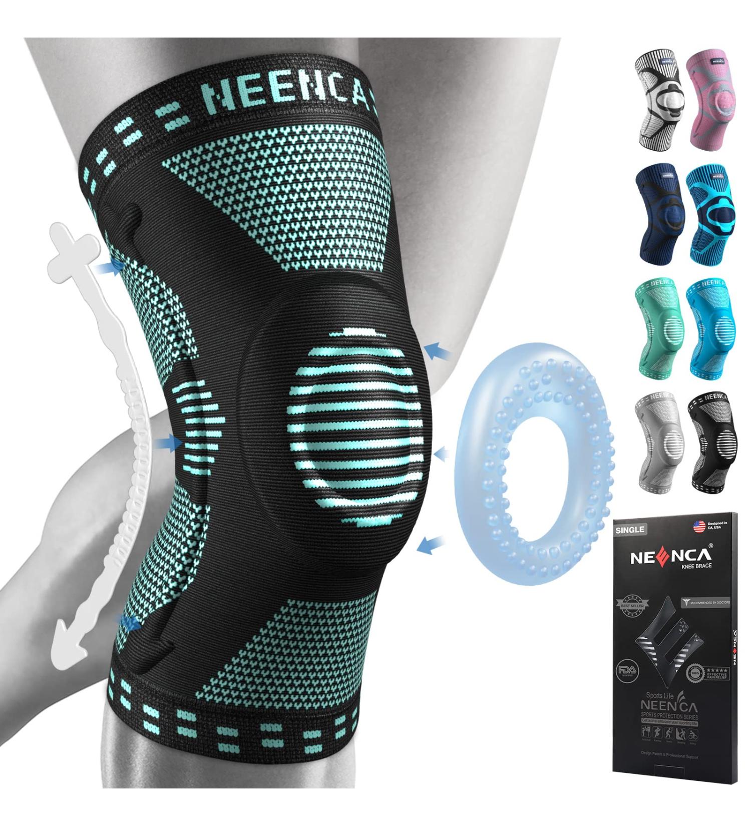 NEENCA Knee Brace Compression Sleeve with Patella Gel Pad & Stabilizers - M C Blue - Buy Online on GoSupps.com