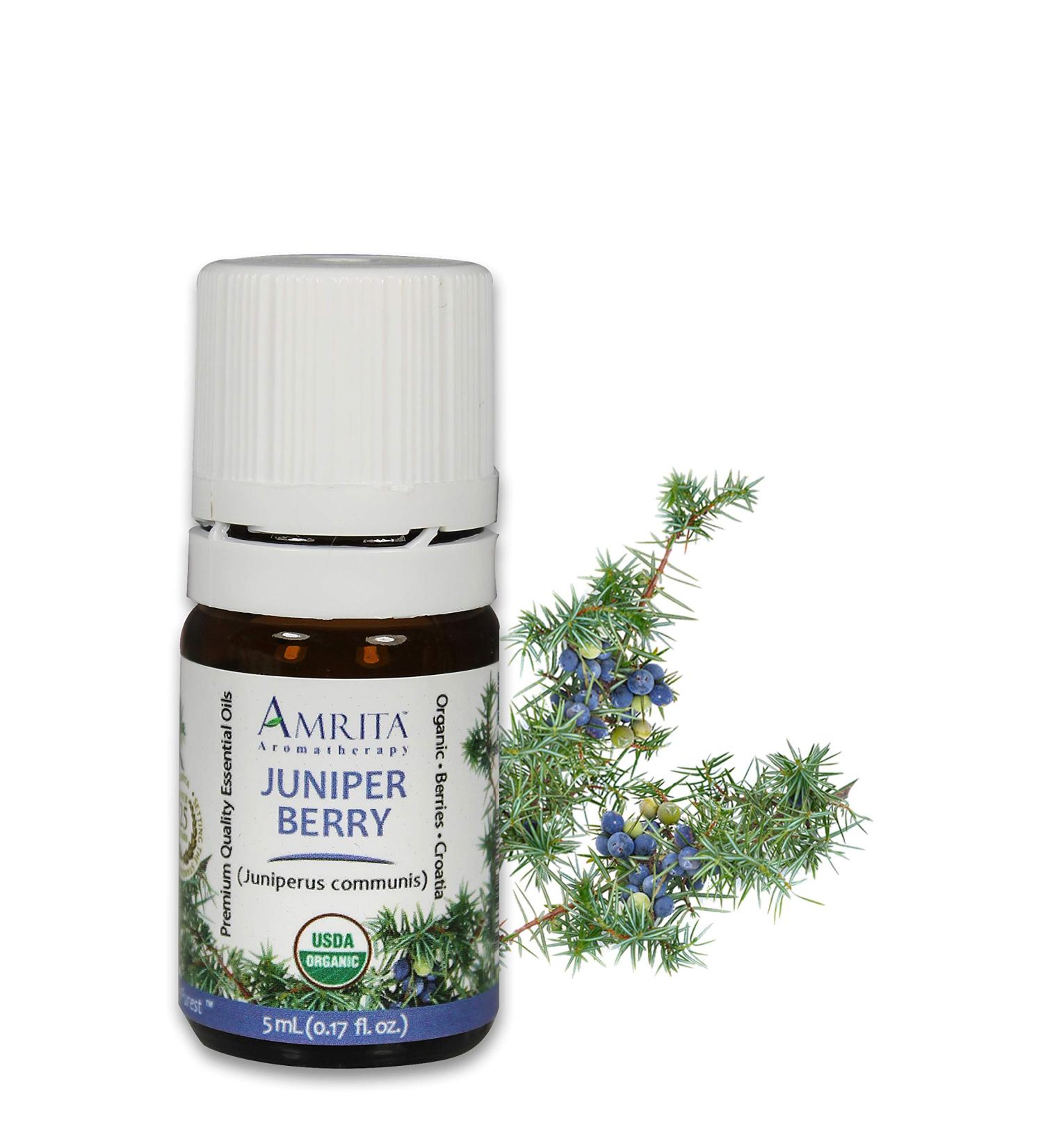 Amrita Aromatherapy Organic Juniper Berry Essential Oil 100% Pure Undiluted Juniperus communis Therapeutic Grade Premium Quality Aromatherapy Oil Tested & Verified 5ML - Buy Online on GoSupps.com