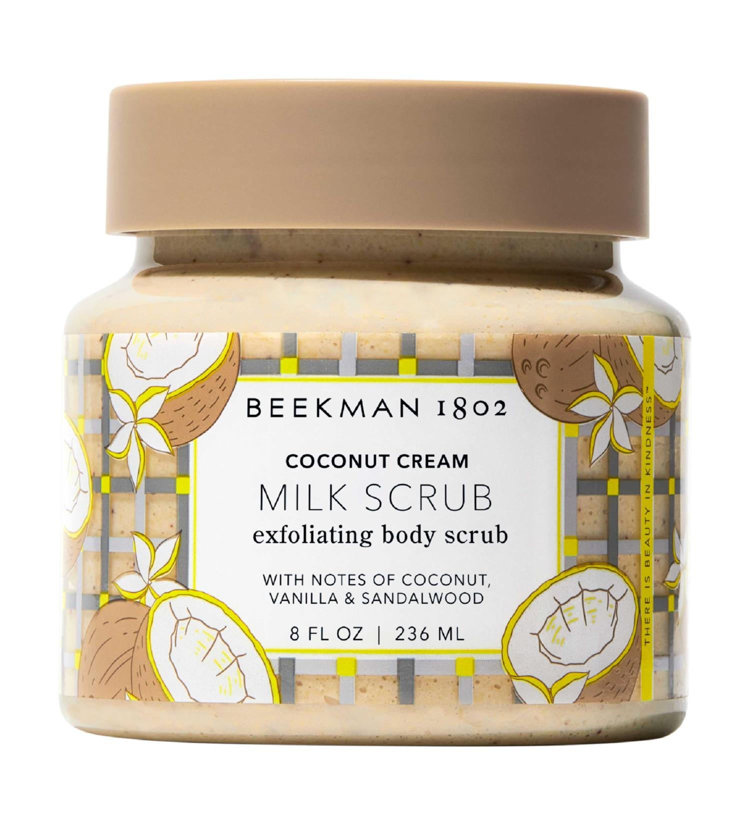 Beekman 1802 Coconut Cream Exfoliating Milk Body Scrub - 8.0 fl oz - Smooths Skin & Evens Out Tone - With Goat Milk & Jojoba Beads - Skin Barrier & Biome Safe - Good for Sensitive Skin - Cruelty Free - Buy Online on GoSupps.com