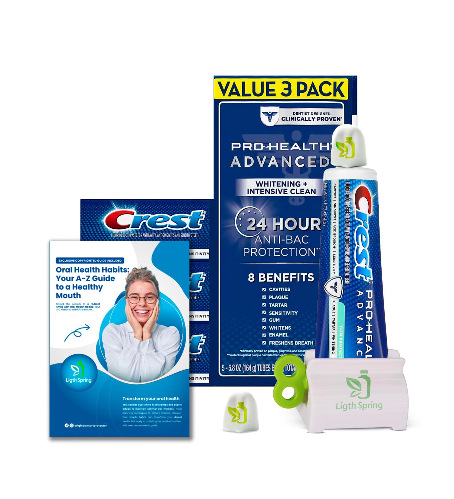 Crest Pro-Health Advanced White Toothpaste (5.8 oz 3 pk) - Teeth Whitening with Bonus Health Gifts & Accessories - Buy Online on GoSupps.com