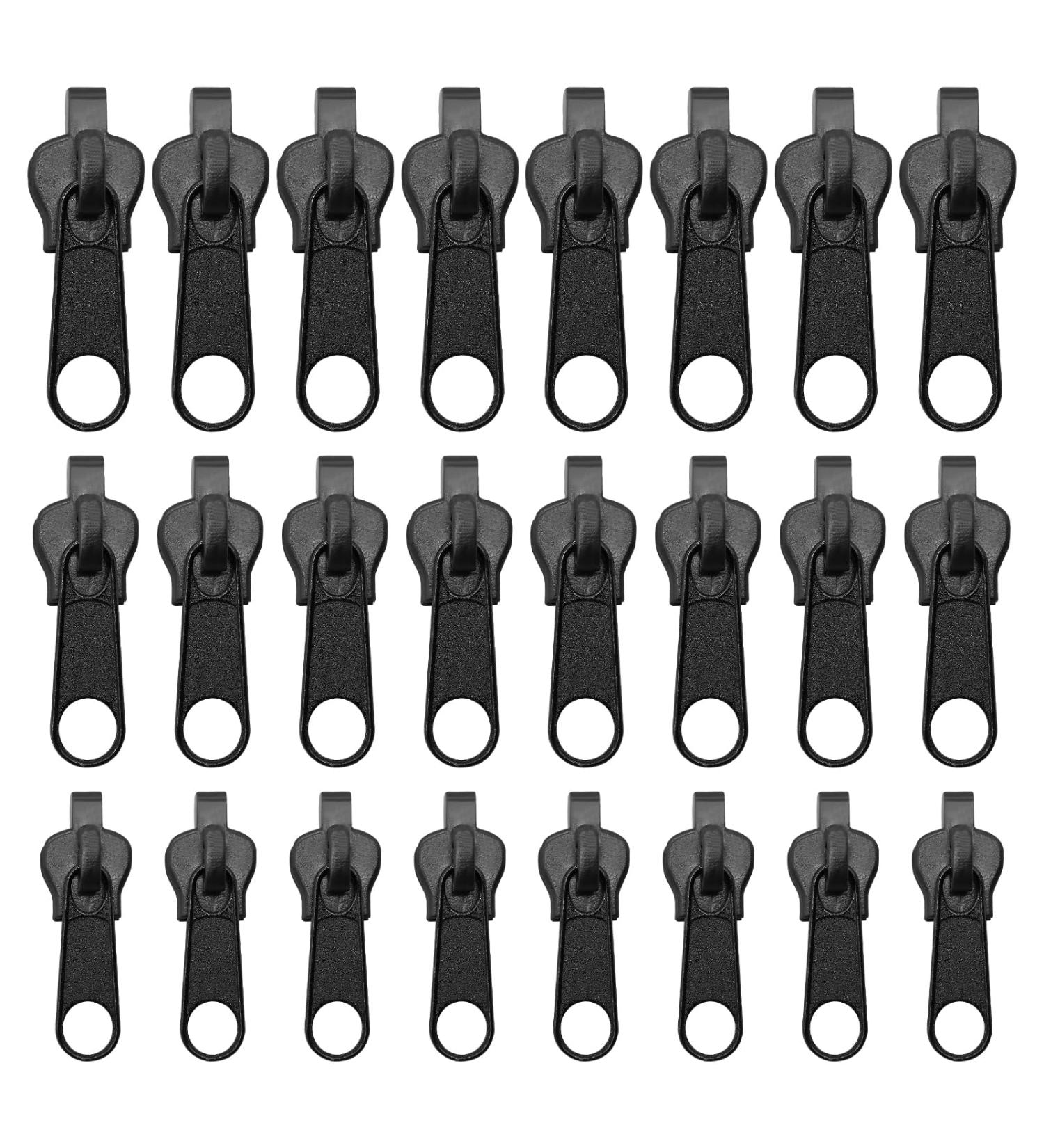 24 Pack Metal Zipper Replacement Set - Universal Zipper Pulls for Coats Suitcases & Backpacks - Black Zipper Repair Kit - Buy Online on GoSupps.com