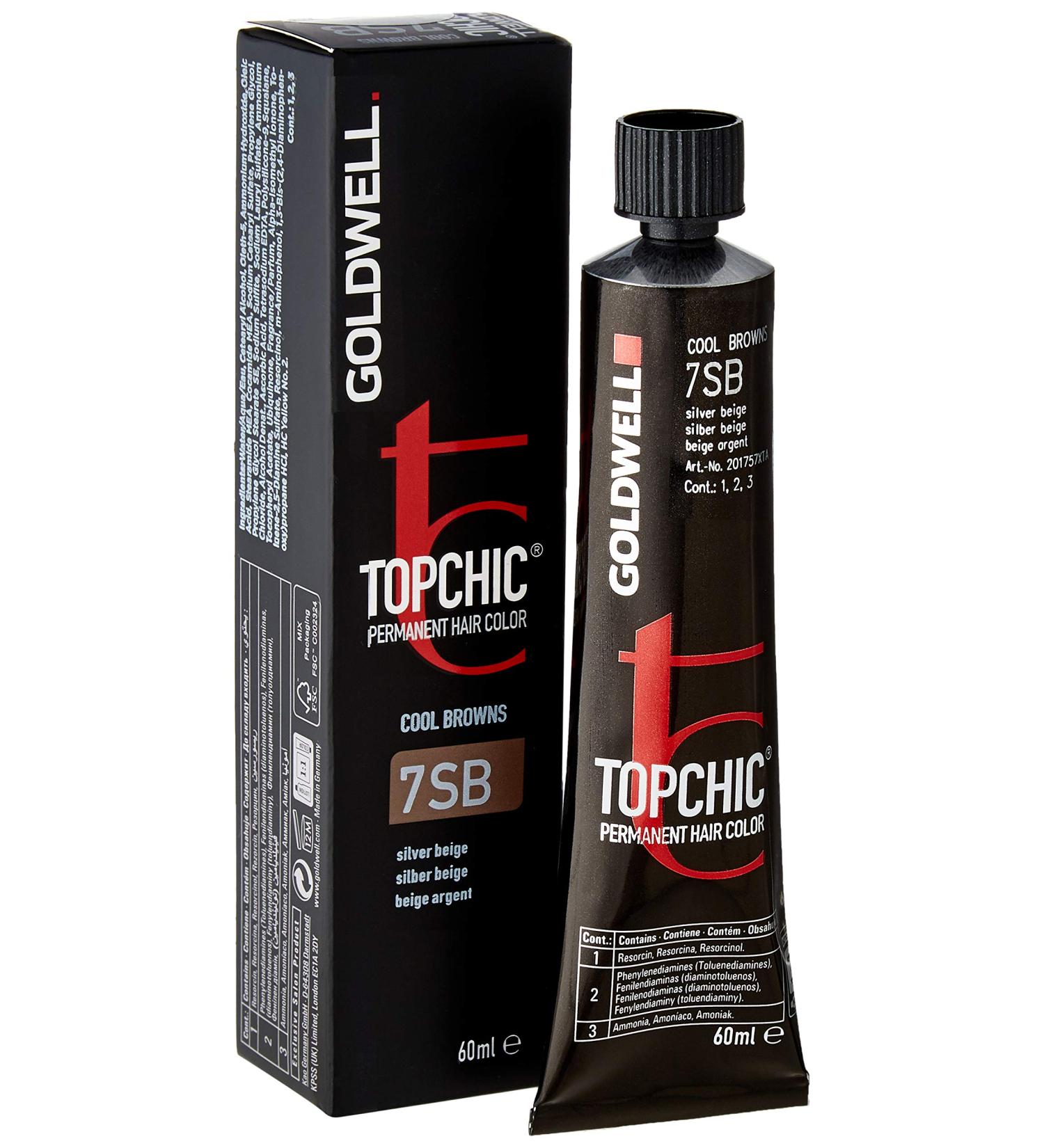 Goldwell Topchic Hair Color 7SB Silver Beige - 60ml Pack | International Shipping Available - Buy Online on GoSupps.com