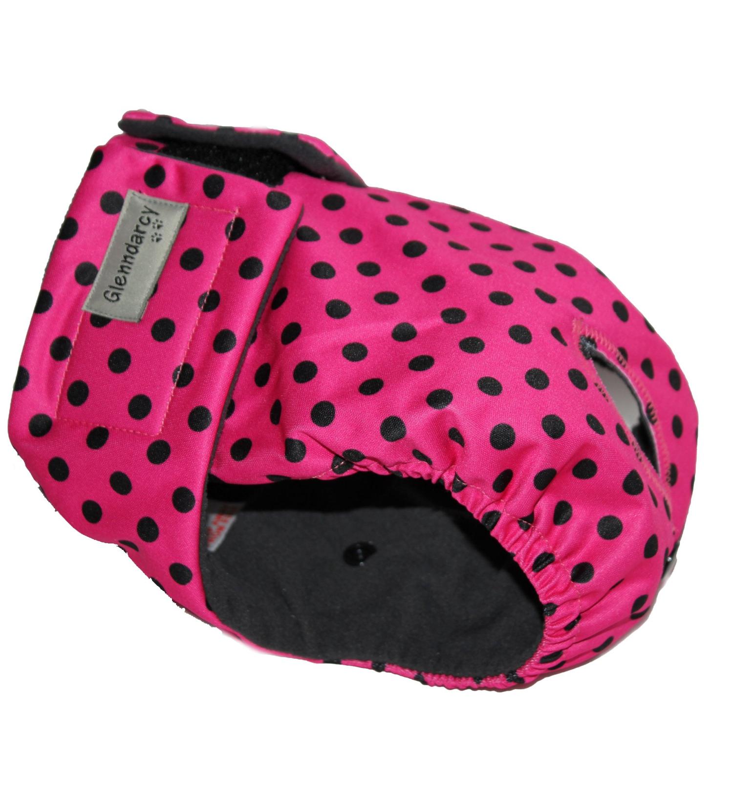 Glenndarcy Female Dog Diapers - Waterproof XL Pants with 2 Washable Pads | Pink Black Dots - International Shipping Available - Buy Online on GoSupps.com