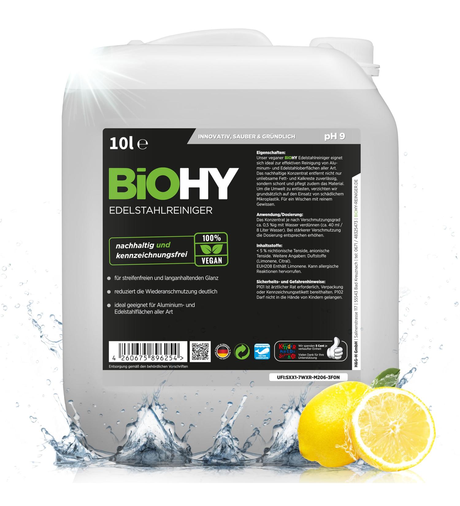 Biohy Stainless Steel Cleaner 10L | Streak-Free Shine for Kitchen Pots & Grills | Ideal for Gastronomy & Household Use - Buy Online on GoSupps.com