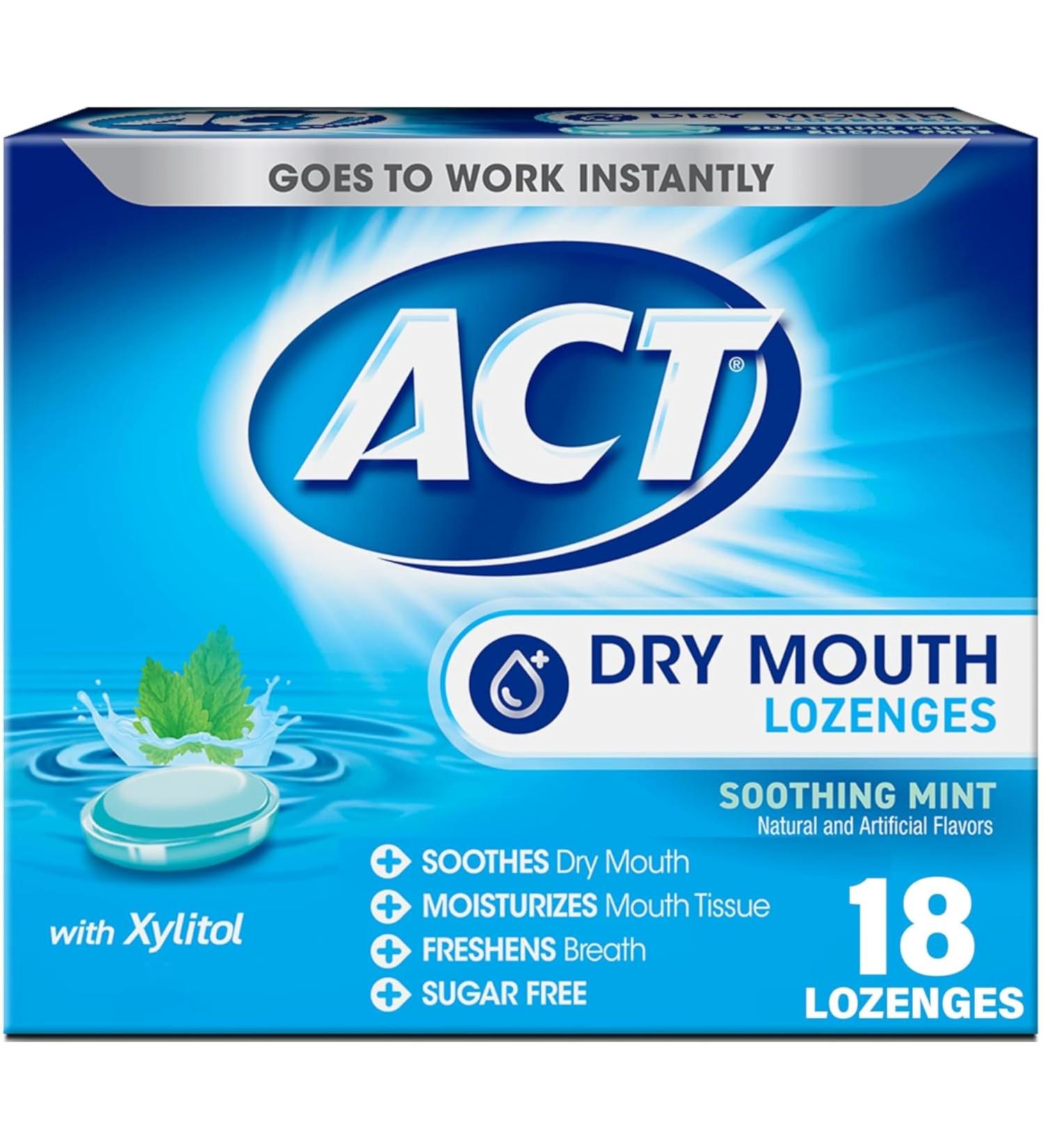ACT Total Care Dry Mouth Lozenges Mint 18 ea (Pack of 2) - Buy Online on GoSupps.com