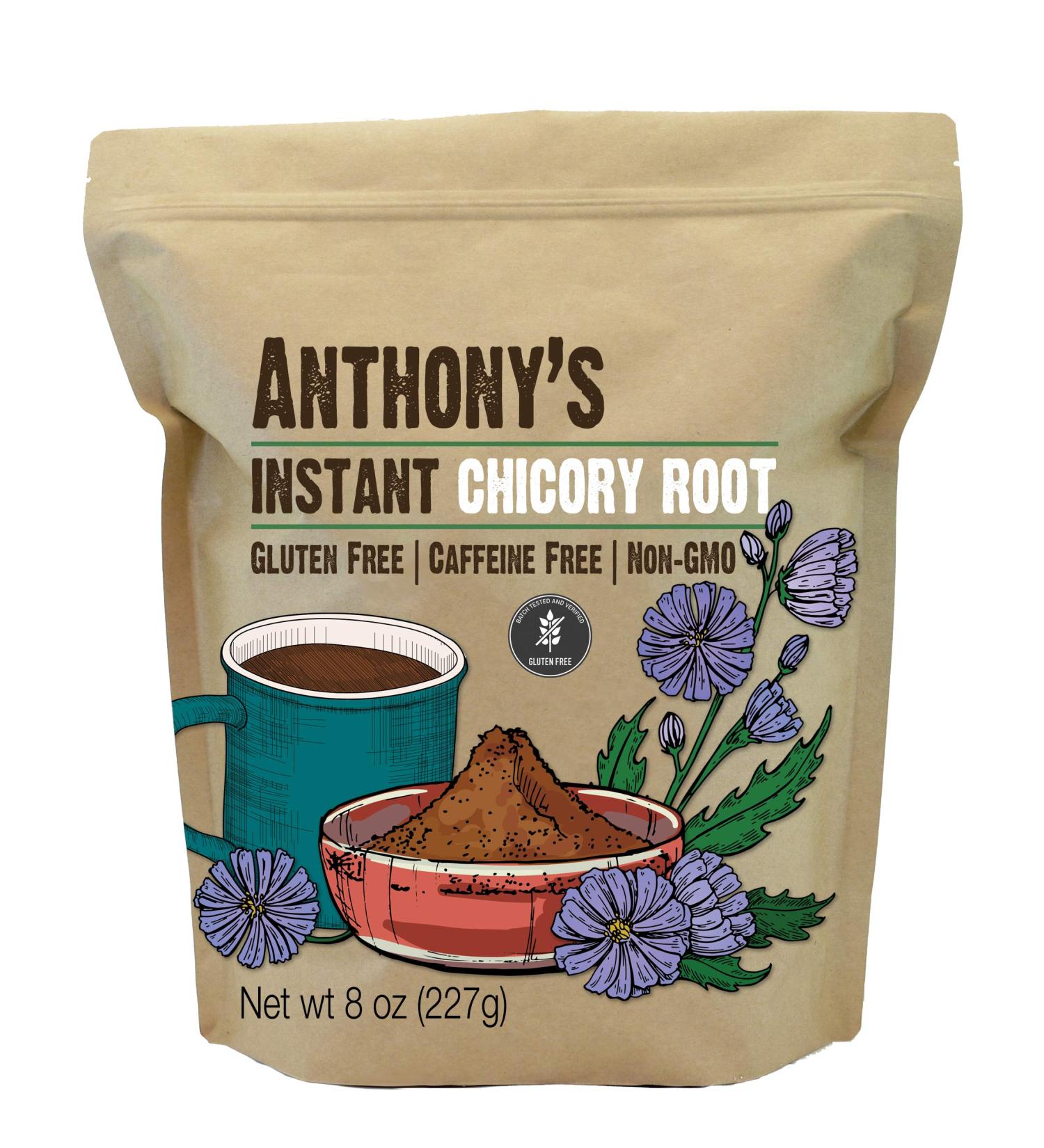Anthony's Instant Chicory Root 8 oz - Gluten Free, Caffeine Free, Non GMO Coffee Alternative - Buy Online on GoSupps.com