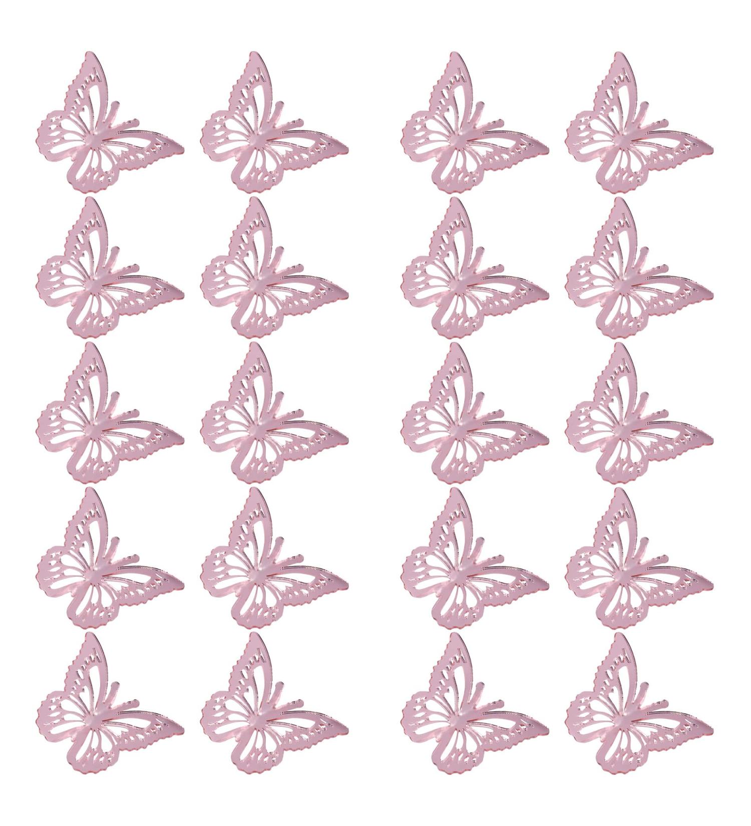 HEVSTIL 20PCS 3D Rose Gold Butterfly Cupcake Toppers Hollow Arts Butterfly Cupcake Toppers Colorful Cake Decoration for Birthday Party Christmas Wedding Anniversary Cake Decor - Buy Online on GoSupps.com