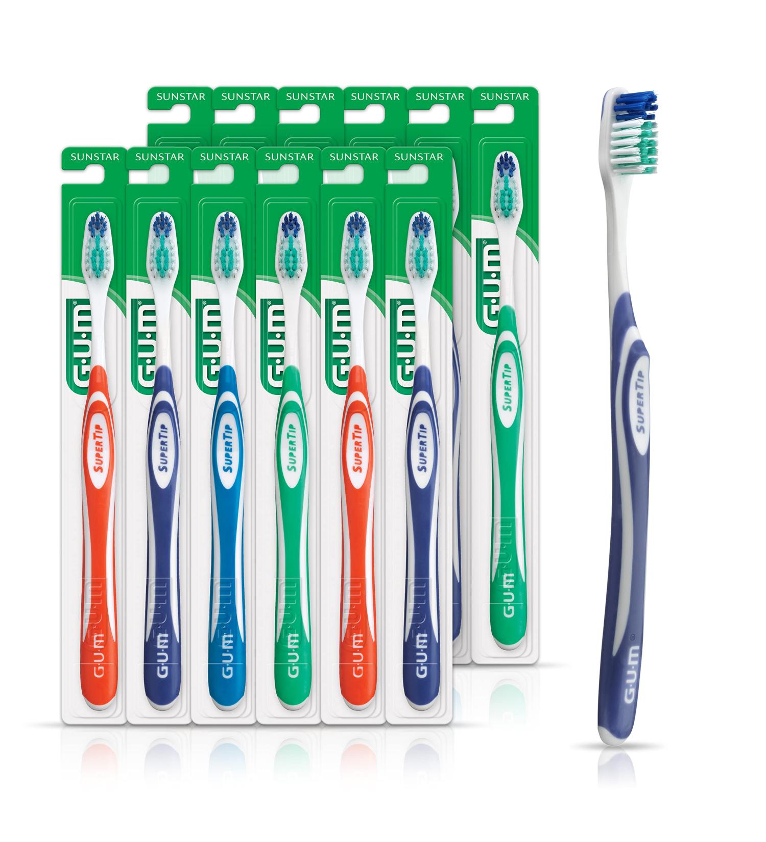 GUM 461 Super Tip Toothbrush - Compact Head, Soft Bristles (12 Count) - Bulk Samples - Buy Online on GoSupps.com