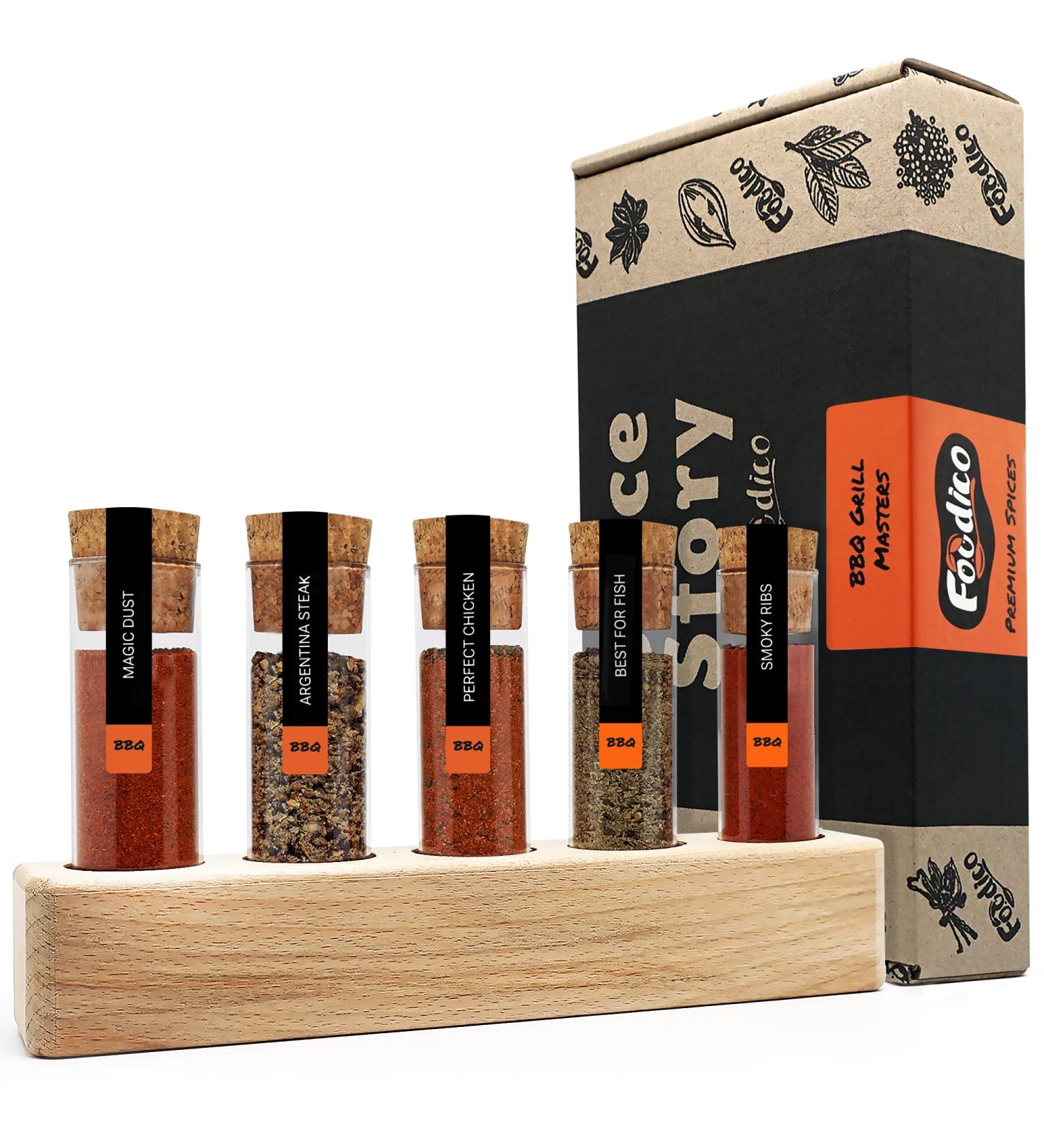 Foodico Grill Spice Set | 5 BBQ Seasoning Blends Gift Box for Men | Perfect Grill Gift Idea - Buy Online on GoSupps.com