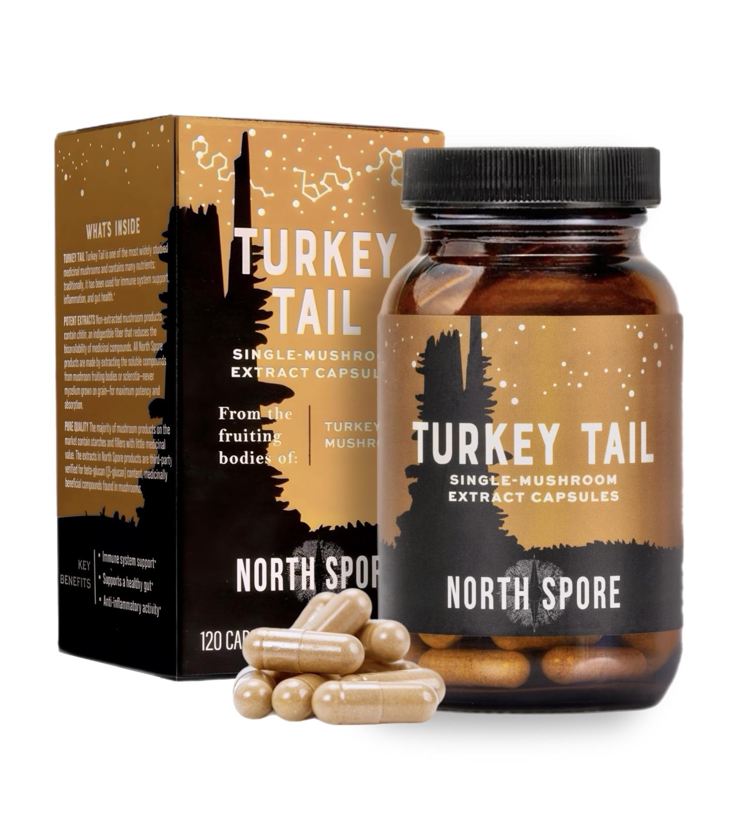North Spore Organic Turkey Tail Extract Mushroom Supplement Capsules | Stamina & Endurance | 60 Day Supply | High Potency Blend | 100% Fruiting Body Extracts | Vegan Non-GMO | 120ct - Buy Online on GoSupps.com