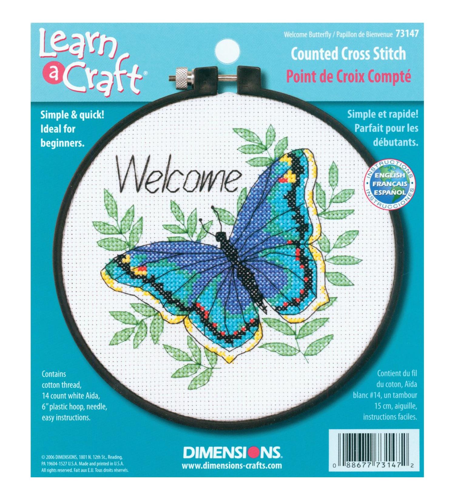 Dimensions 73147 Needlecrafts Counted Cross Stitch, Welcome Butterfly