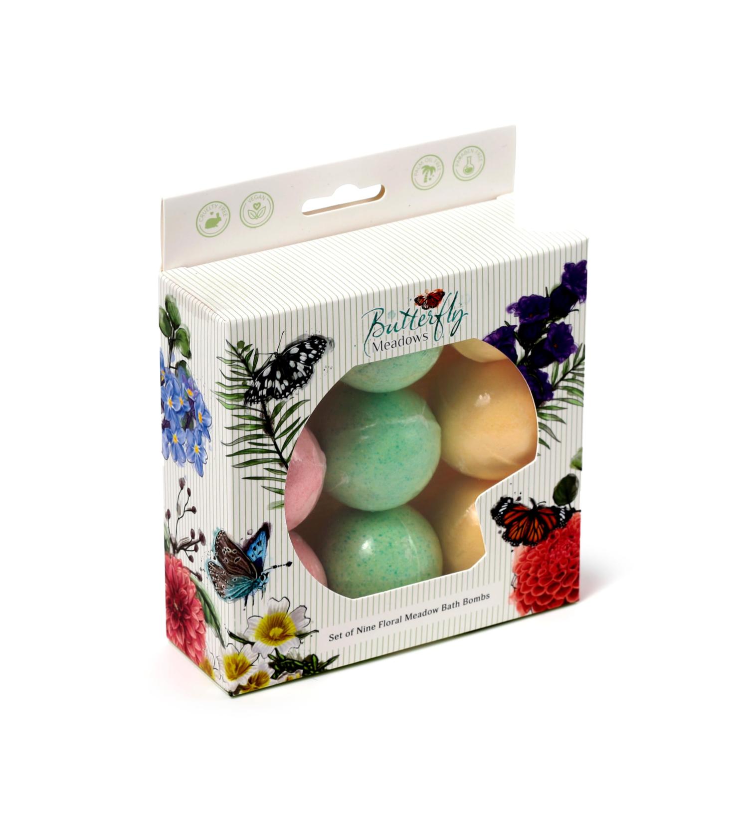 Puckator Butterfly Meadows Almond Oil Mini Bath Bombs Set of 9 - Buy Online on GoSupps.com