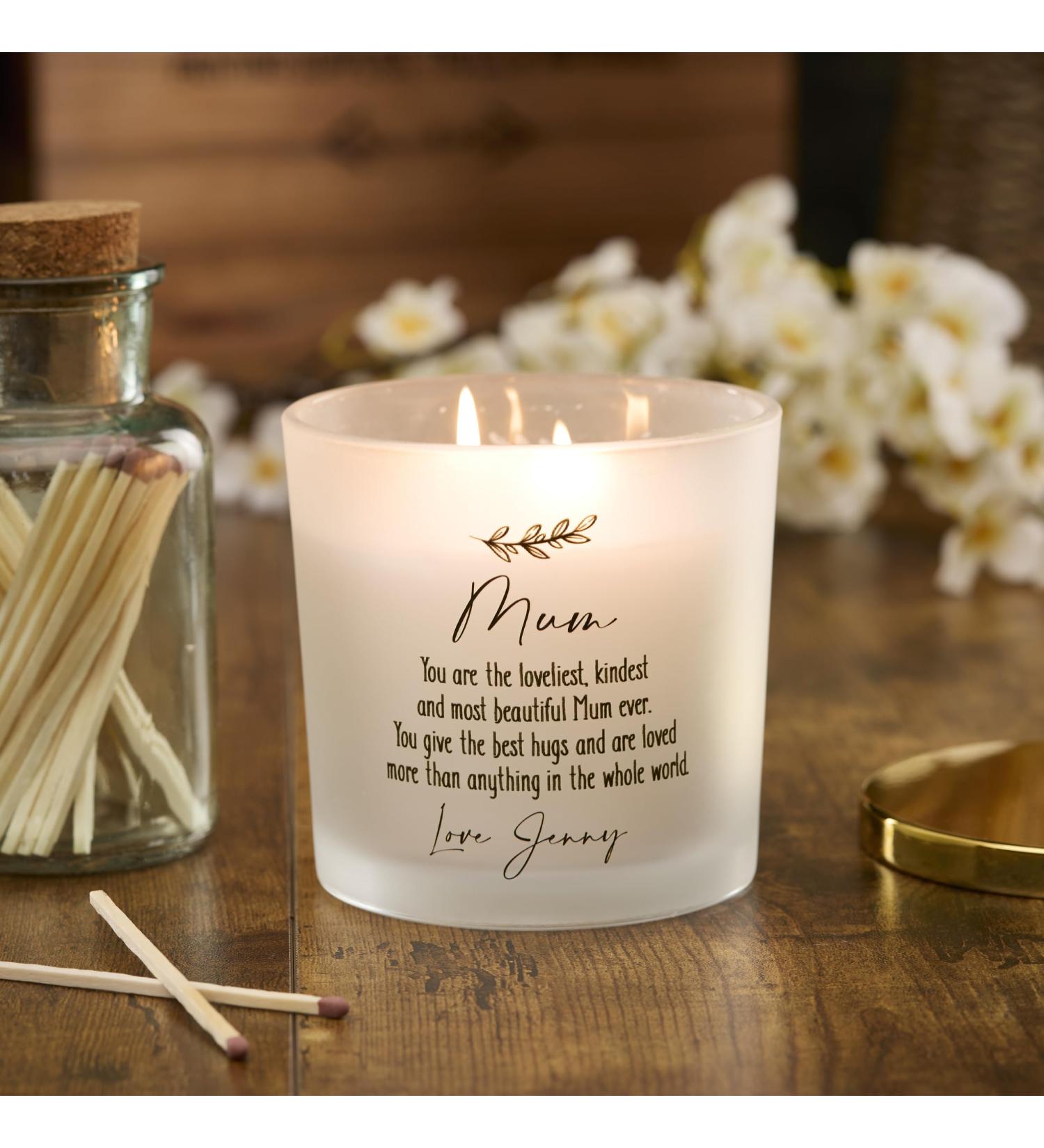 Personalised Large Double Wick Candle Gift for Mum with Sentiment (Planet spa)