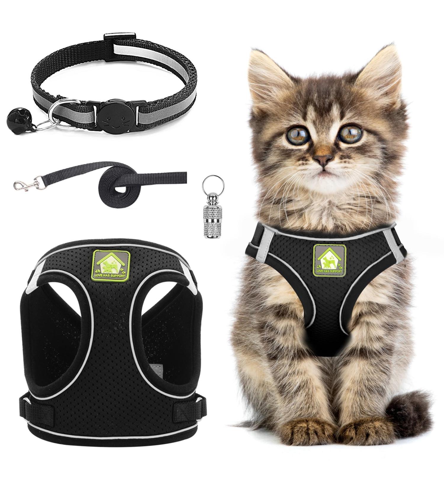 Adjustable Cat Dishes Set - Breathable Mesh & Soft Lining for Cats Kittens Dogs & Puppies (XS Black) - Ideal for International Shipping - Buy Online on GoSupps.com