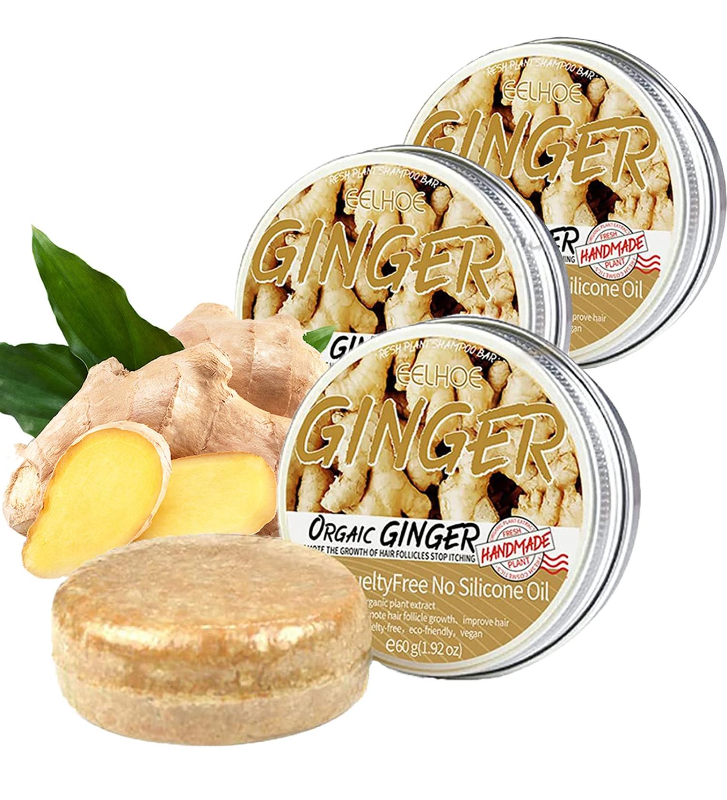 Ginger Hair Regrowth Shampoo Bar | Anti Hair Loss Soap for Hair Growth | Natural Organic Darkening Shampoo Bar | Promotes Hair Growth | 3pcs - 1.92 Ounce (Pack of 3) - Buy Online on GoSupps.com