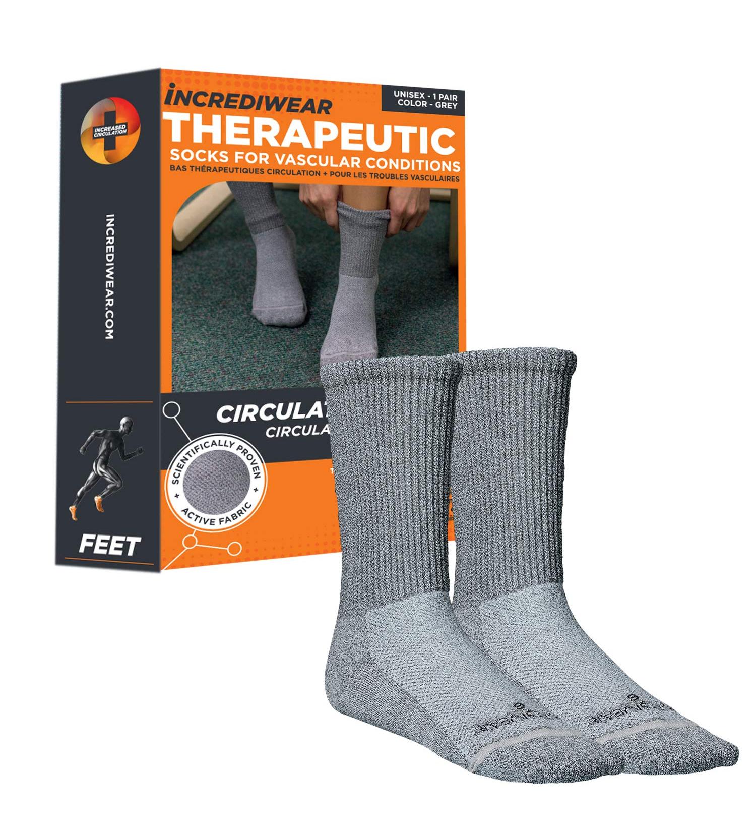 Incrediwear Circulation Socks - Men's & Women's Grey Crew Socks | Large Size for Improved Blood Flow - Buy Online on GoSupps.com
