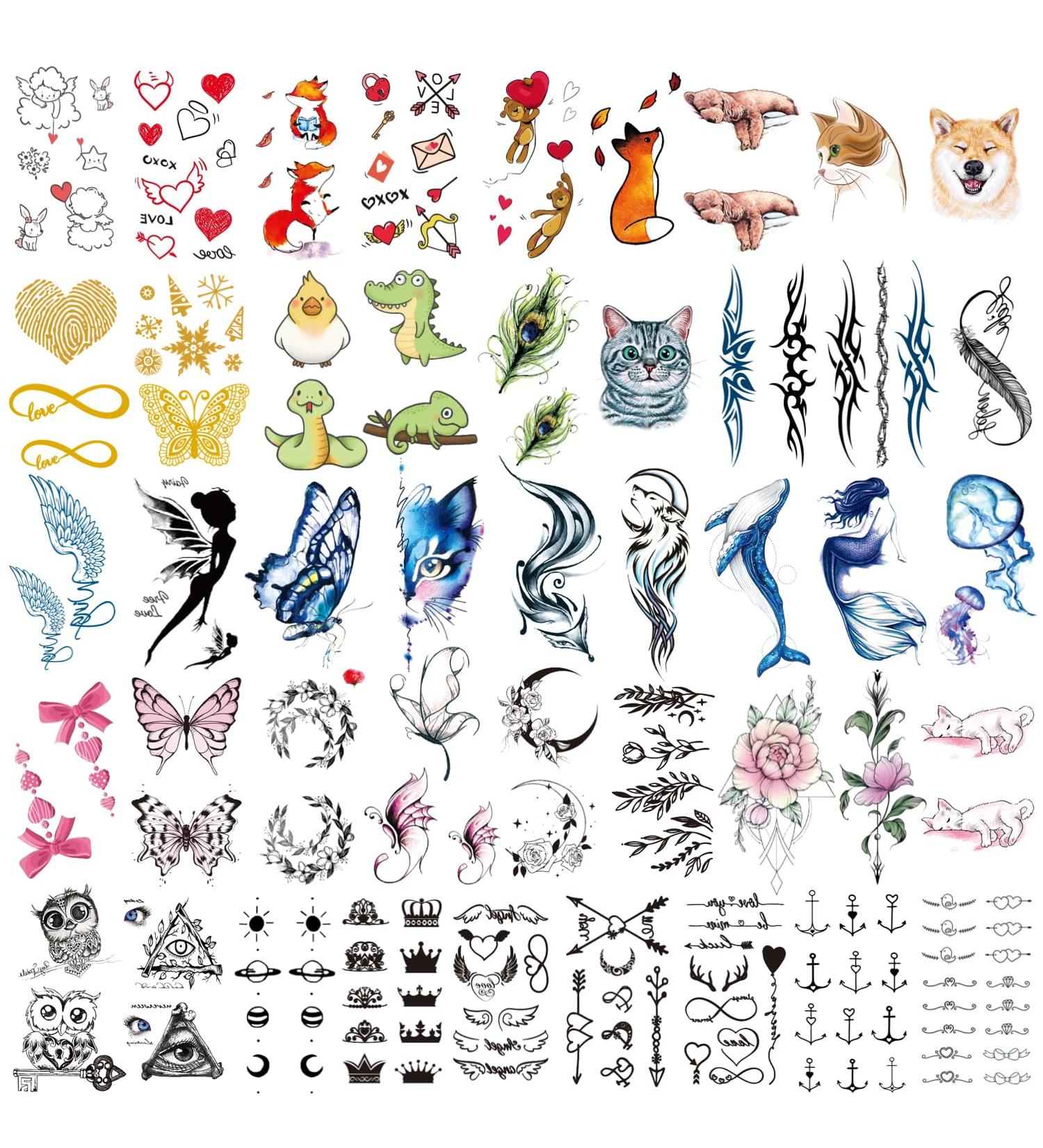 LAFORTIS Realistic Waterproof Temporary Tattoos - Colorful Heart Animal Flowers Design - 49 Sheets for Kids, Women, Teens - Long Lasting Fake Tattoos for Face, Body, Finger - Buy Online on GoSupps.com