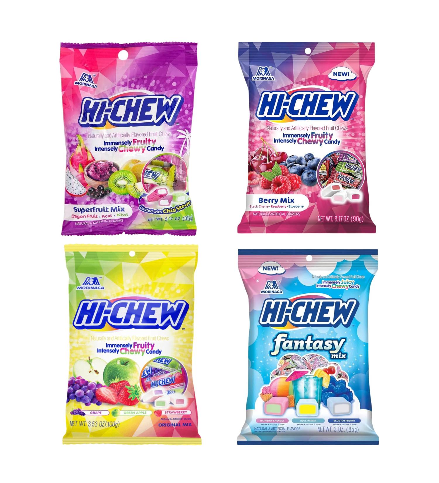 Japanese Candy HlCHEW Variety Pack - Includes Original Mix 100g Plus Fruit 80g Fantasy Mix 85g Superfruit Mix 90g Fruit Chews Chewy Candy