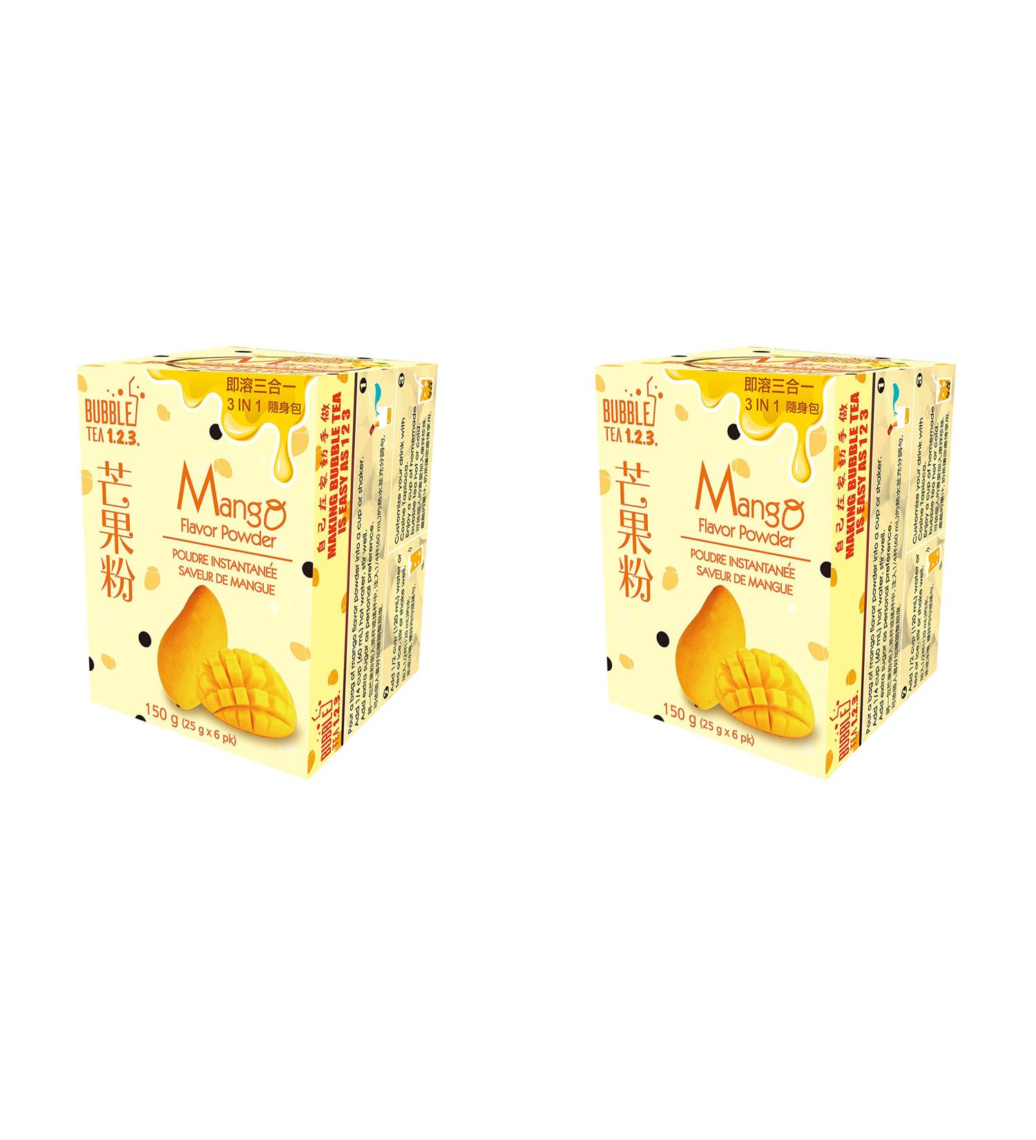 Value Pack: Bubble Tea 123 Instant Powder - Tapioca Powder - Boba Tea Pearl (Mango Pack of 2) Mango 25 g (Pack of 12)