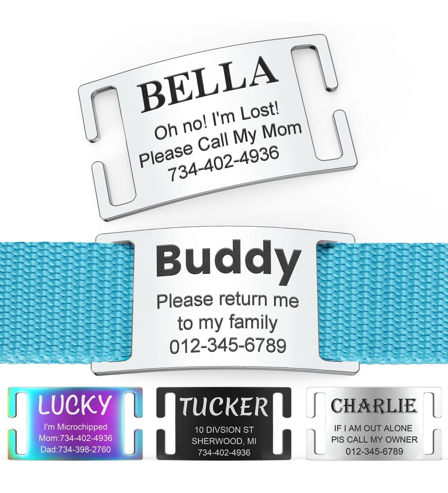 Personalized Yhananti Dog Tag - Engraved Stainless Steel Pet ID for Dogs Cats & Puppies | Custom Name Phone & Address | Fits 16mm Wide Collars (Silver) - Buy Online on GoSupps.com