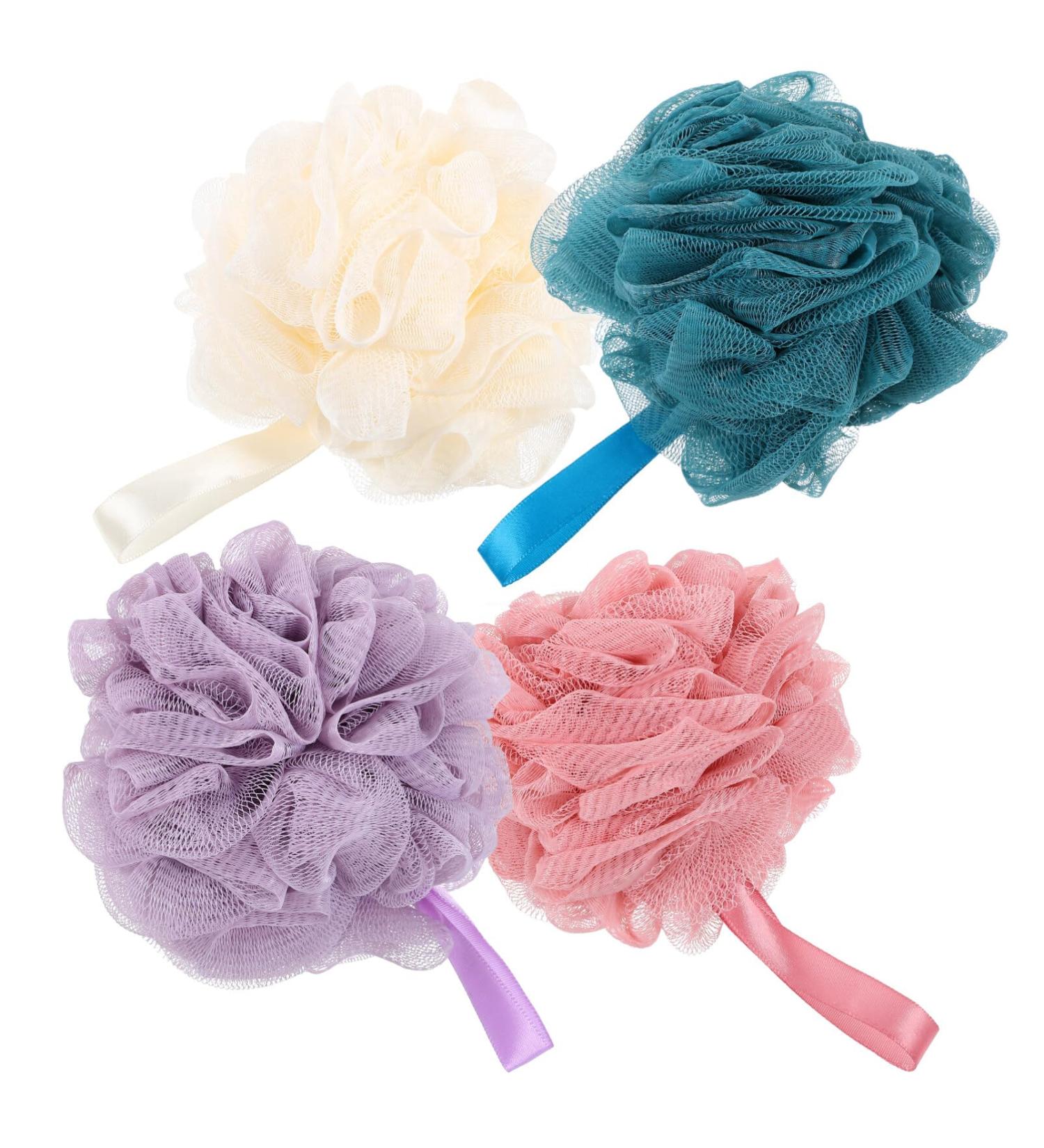 Beavorty 4pcs Shower Loofah Set | Exfoliating Bathing Balls for Smooth Skin | Ideal for Body Wash & Skincare - Buy Online on GoSupps.com
