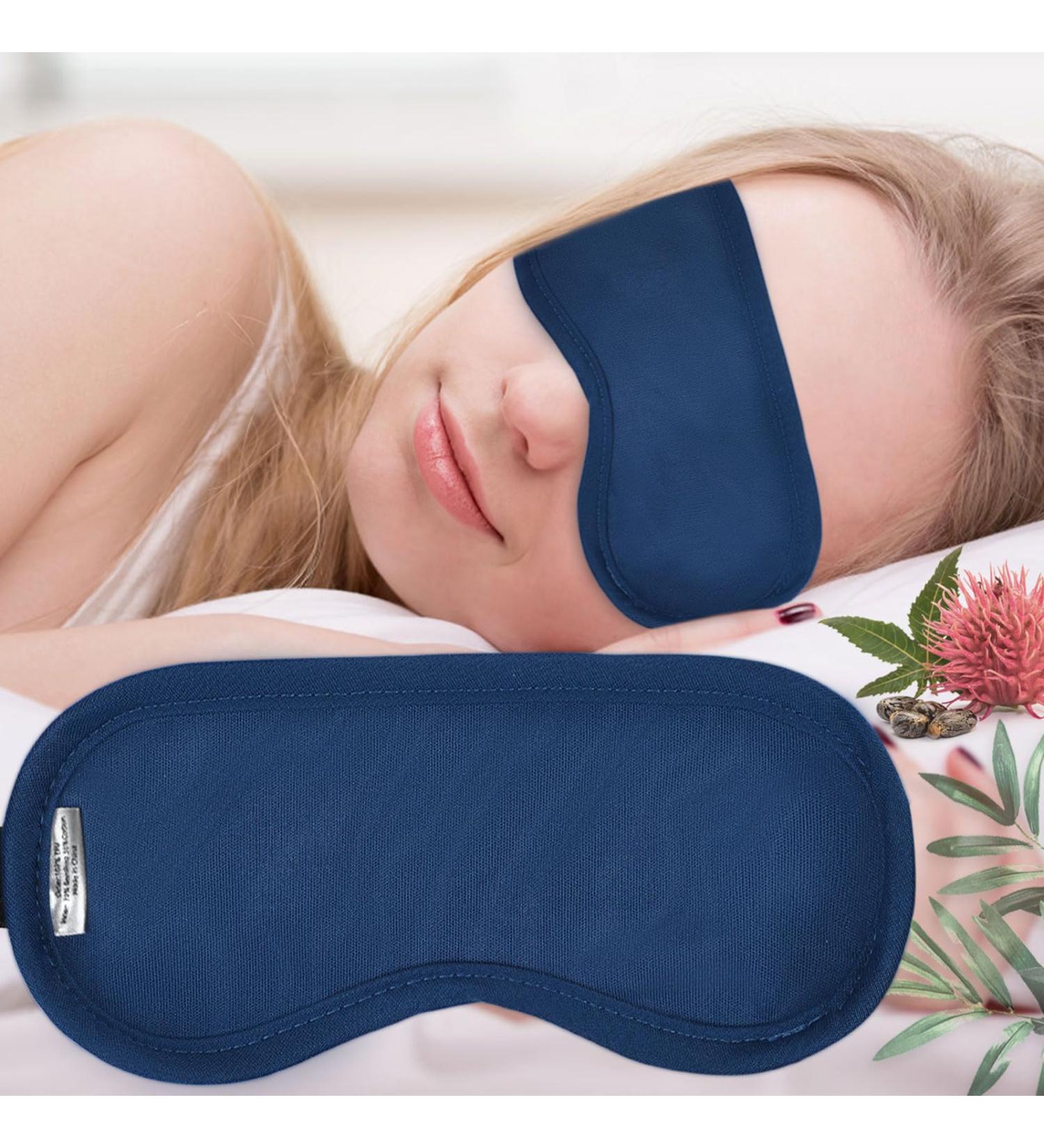 Organic Castor Oil Pack for Eyes - Adjustable Reusable Eye Mask for Sparse Eyelashes & Wrinkles | 2 Packs Navy Blue - Buy Online on GoSupps.com