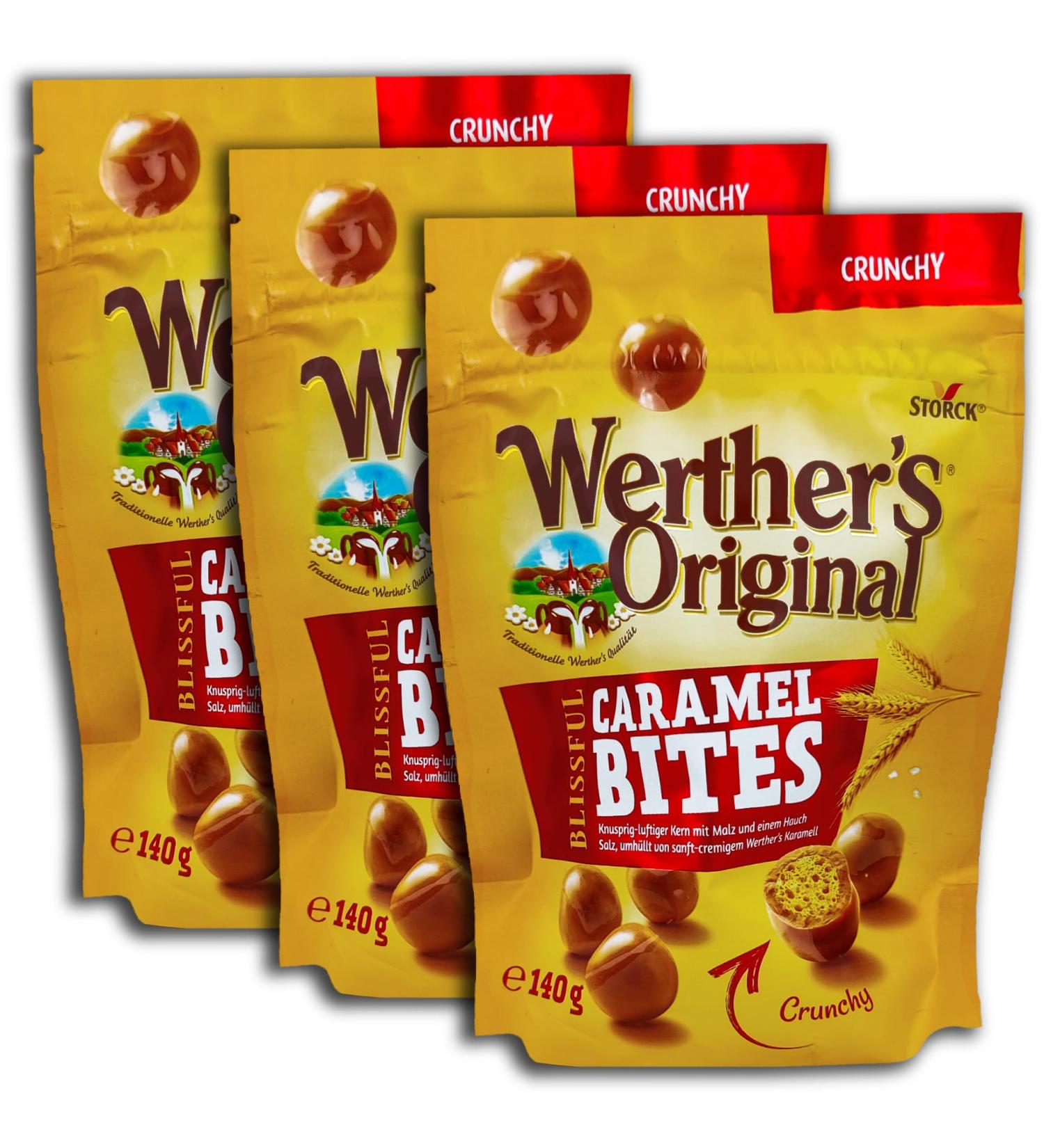 Werther's Original Blissful Caramel Lot de 3 paquets de 140 g de crunchy