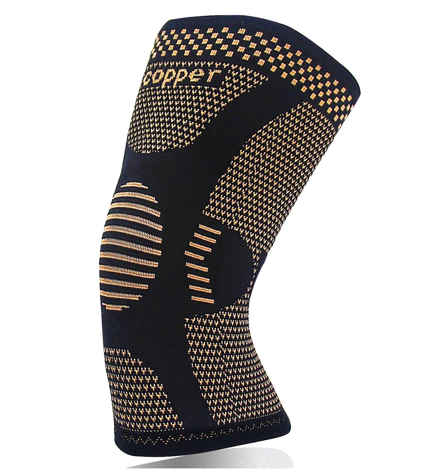 Copper Knee Brace for Arthritis Support & Pain Relief - Compression Sleeve for Sports & Workout - Size M Tan - Buy Online on GoSupps.com