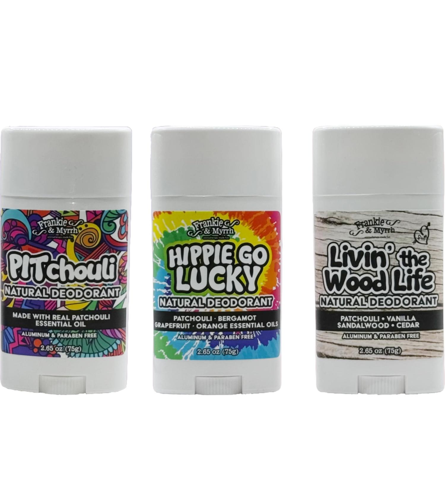 Buy Frankie and Myrrh Natural Deodorant Patchouli Trio - Organic Patchouli Livin the Wood Life & Hippie Go Lucky | International Shipping Available - Buy Online on GoSupps.com