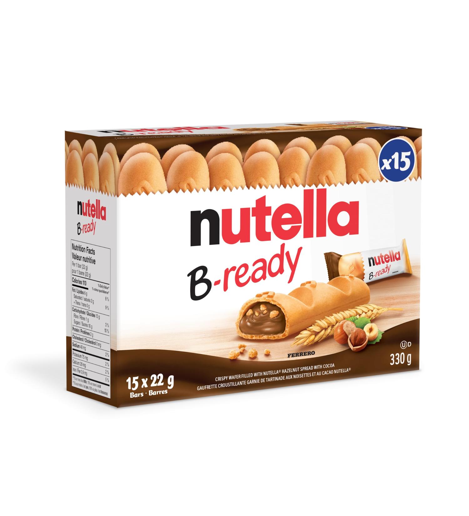 NUTELLA B-READY Snack Bars Crunchy Wafer Filled With Delicious NUTELLA 15 bars pack 330g Nutella B-ready 15 Pack - Buy Online on GoSupps.com