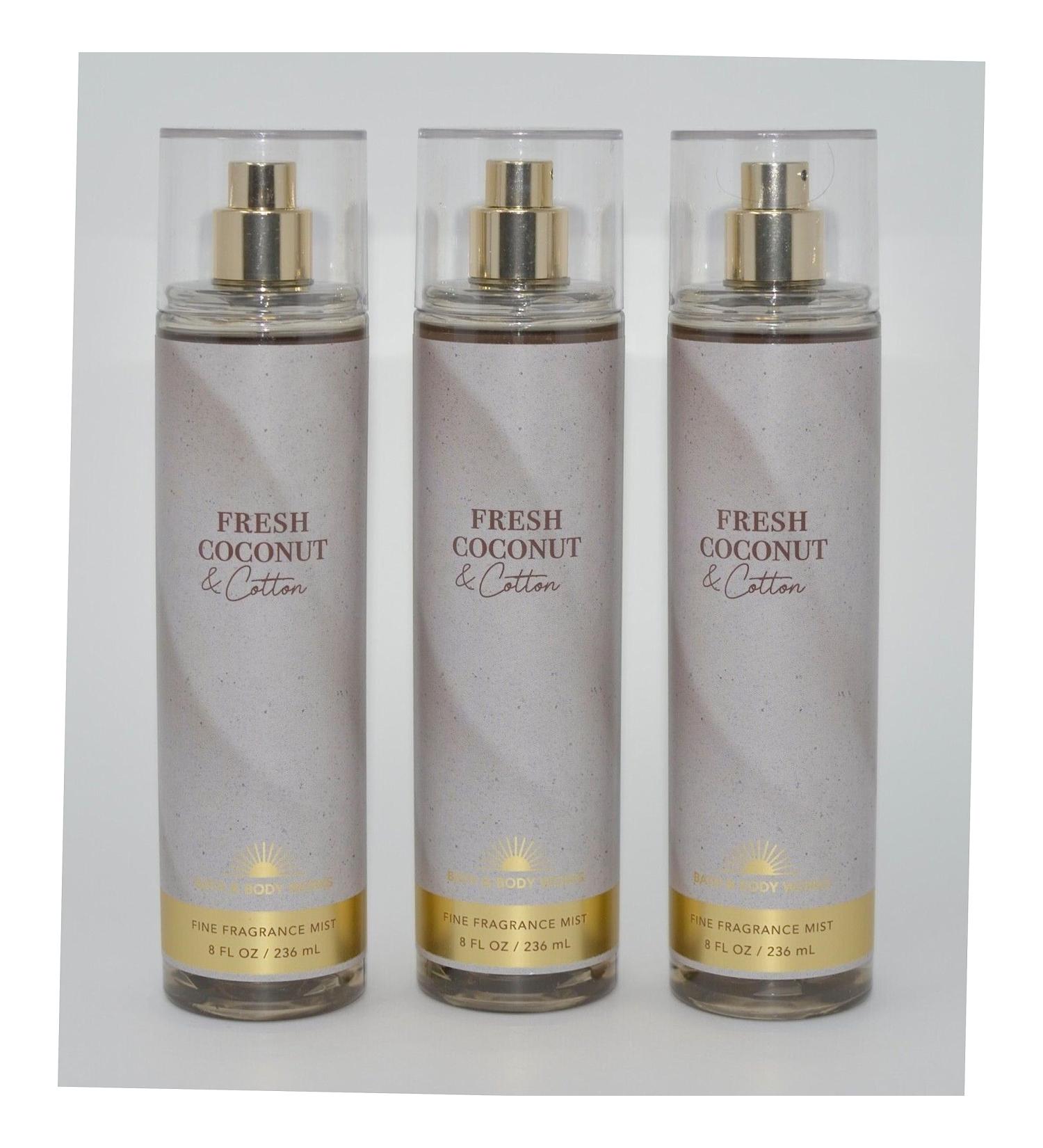 Bath & Body Works Fragrance Mist 3-Pack 8oz Each (Fresh Coconut and Cotton) Coconut Fresh