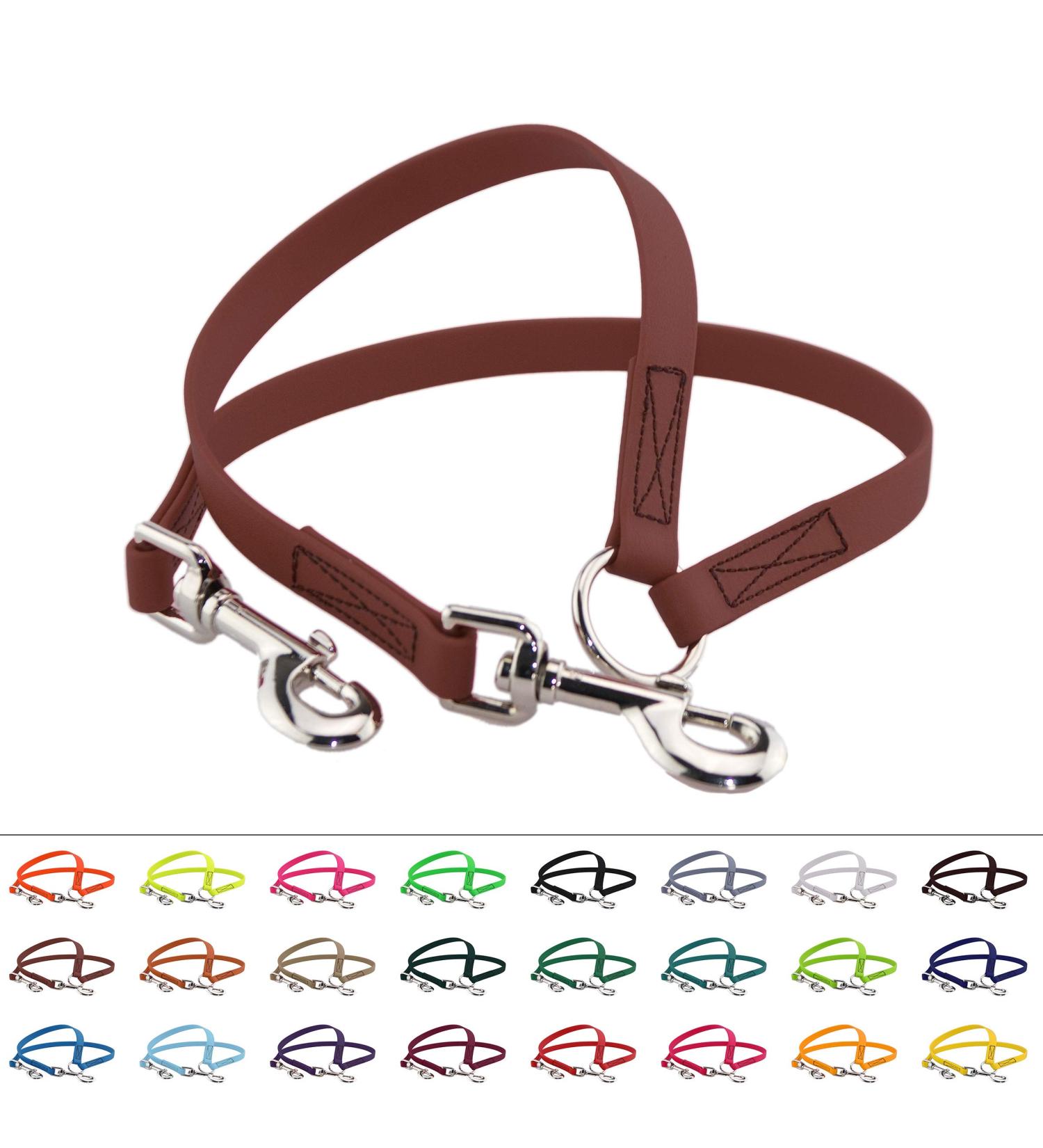 Buy BioThane Dog Coupling Leash - 0.5m Red-Brown Adjustable Width | Durable & Stylish for Two Dogs - Buy Online on GoSupps.com