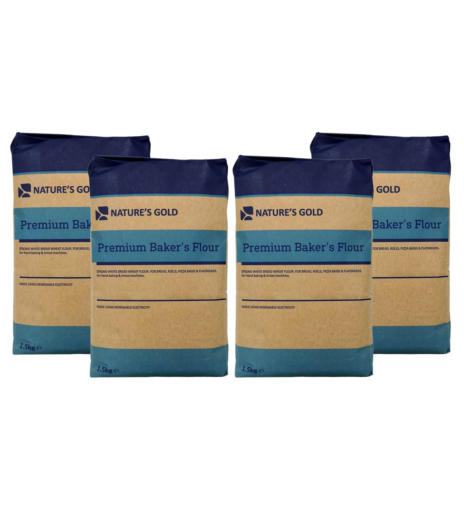 Nature's Gold Premium Baker's Strong White Bread Flour 1.5kg (Pack of 4) - Buy Online on GoSupps.com