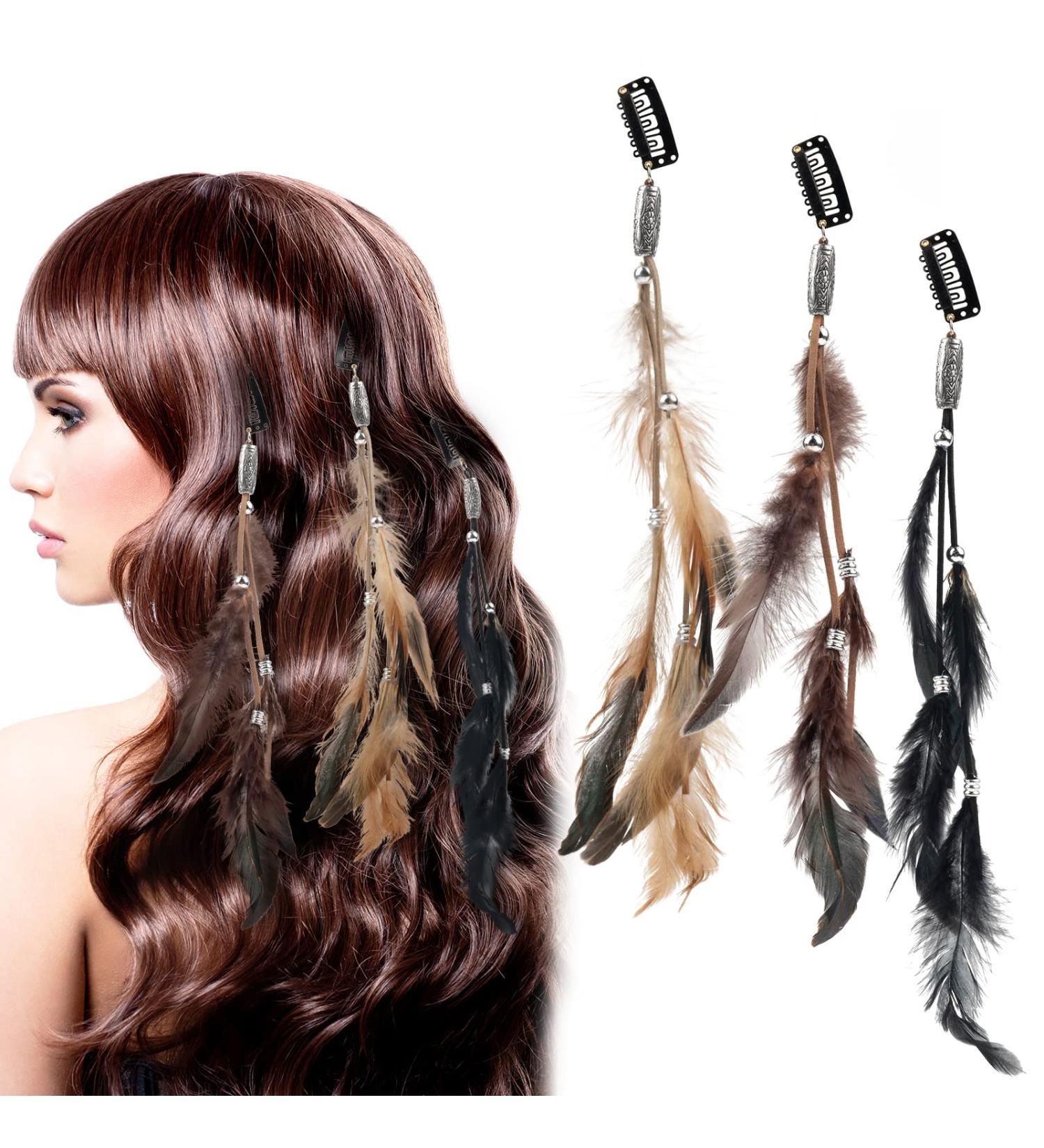 ORYOUGO Set of 6 Bohemian Feather Headbands for Women and Girls - Brown, Black, and Khaki - Buy Online on GoSupps.com
