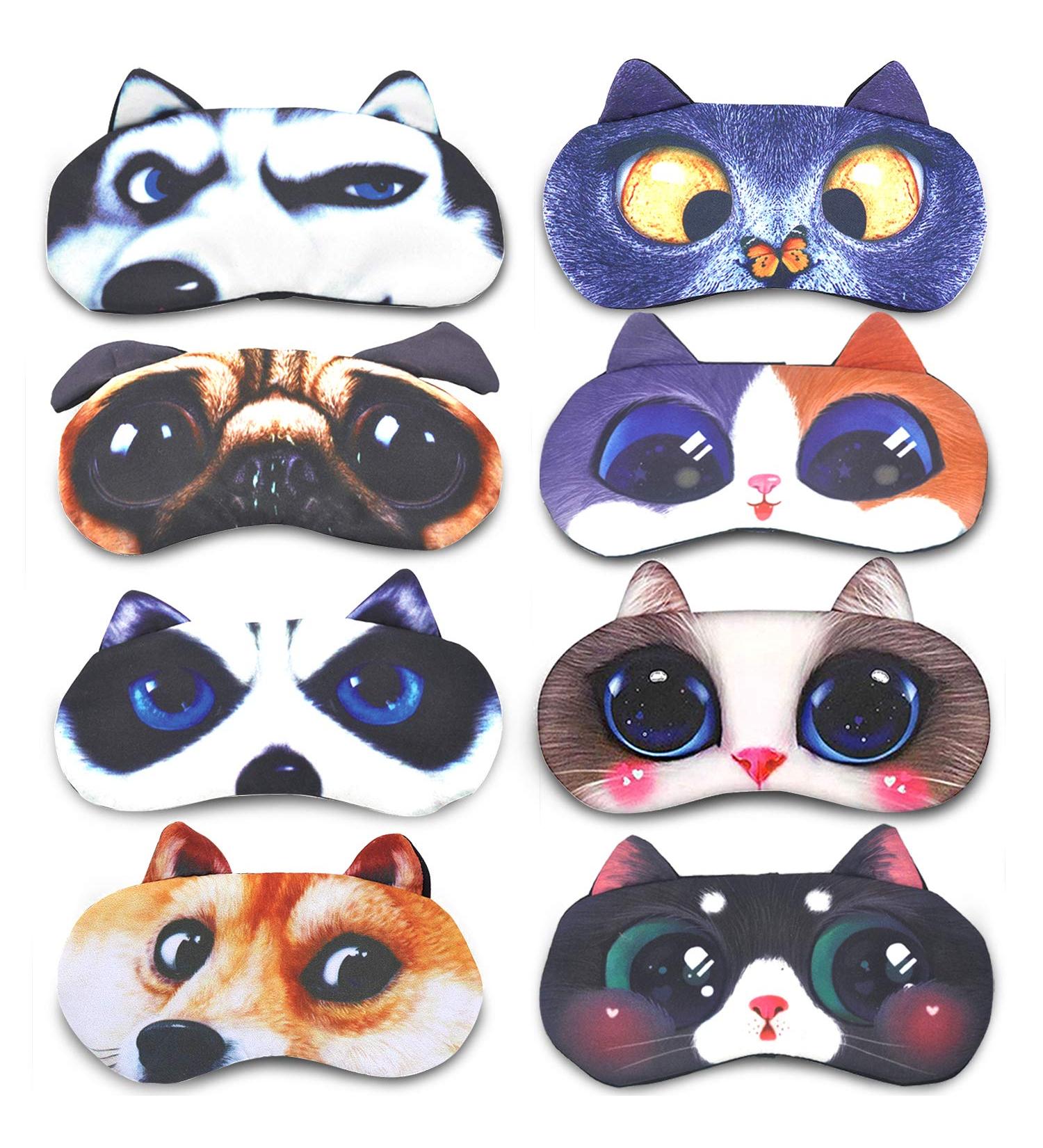 Sleep Mask for Kids - Cute Animal Blindfolds | 8 Pack Adjustable Soft Masks for Travel Naps & Games - Buy Online on GoSupps.com