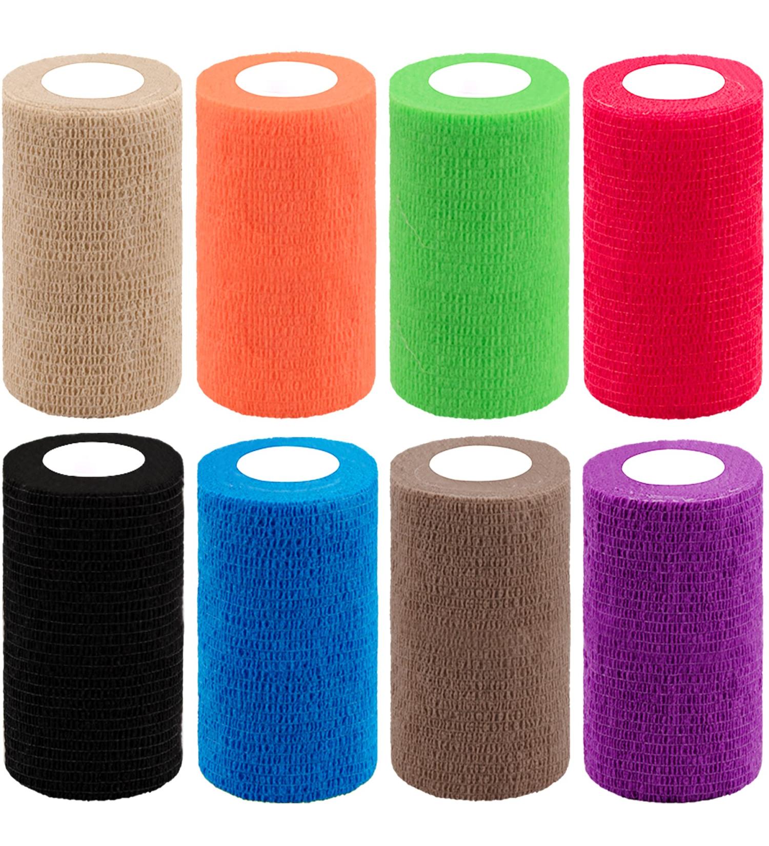 BQTQ 8 Rolls Cohesive Bandage 4 Inch - Self Adherent Sport Wrap Tape for Ankle Sprains & Swelling - Rainbow Colors - 8 Pack - Buy Online on GoSupps.com