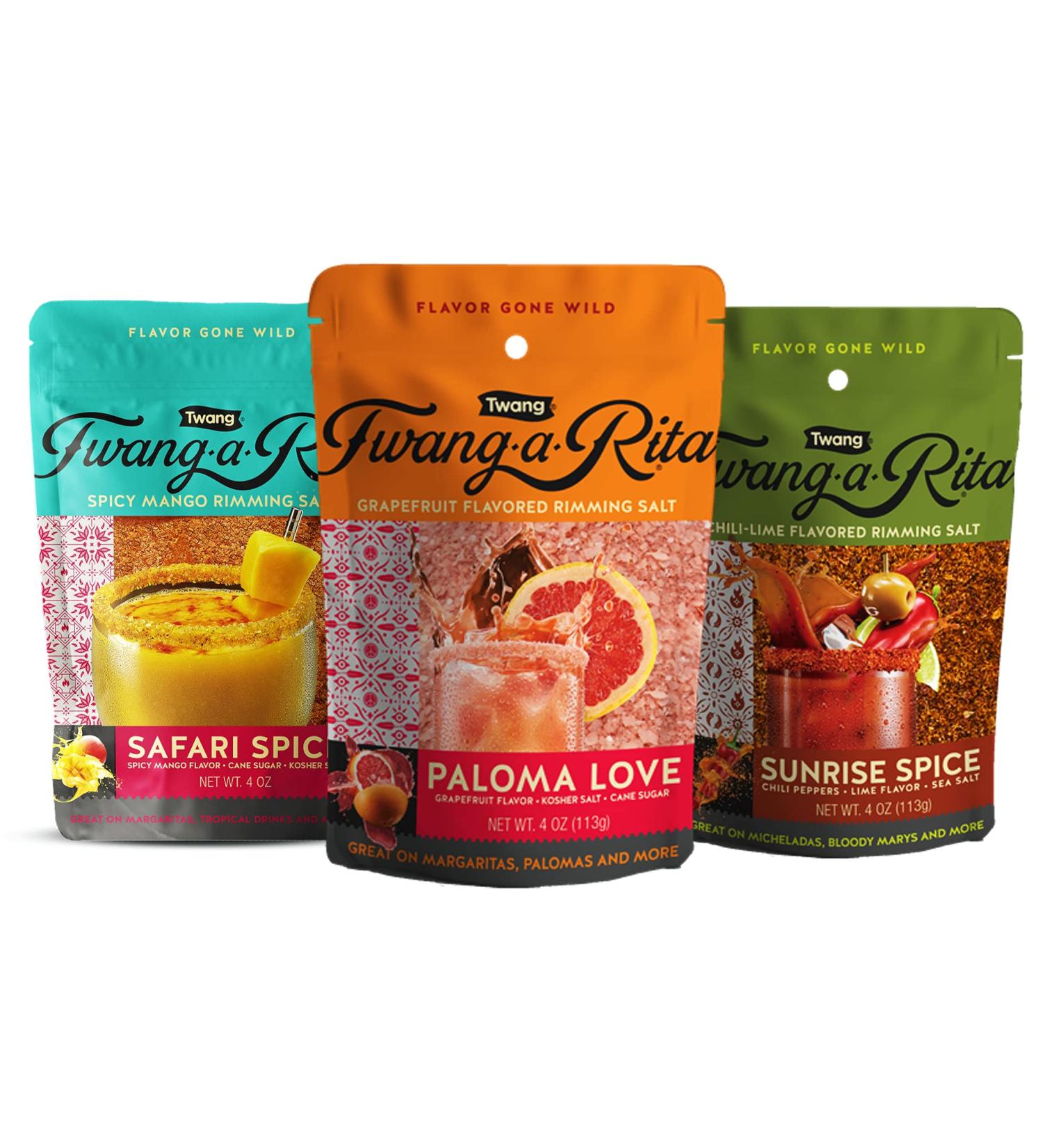 Twang-A-Rita Cocktail Rimming Salt Blend Savory Variety - 4oz Pouch Set (Chile Lime, Grapefruit, Mango) - Pack of 3 - Buy Online on GoSupps.com