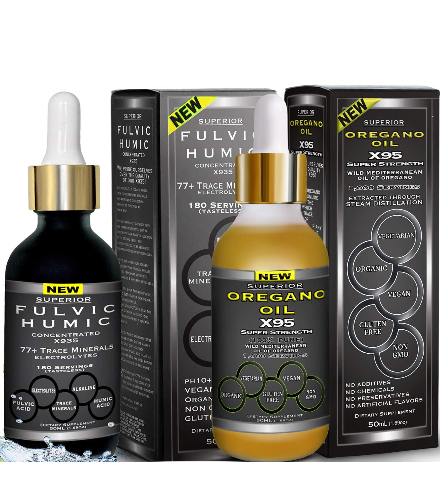 Fulvic Minerals and Wild Oregano Oil - Drops - Fulvic and Humic Acid Bundled with Super Strength Mediterranean Oregano Oil (Oregano) - Buy Online on GoSupps.com