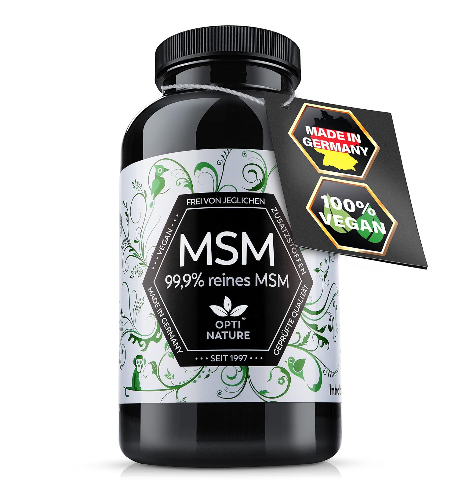 Buy 365 High-Dose MSM Sulfur Capsules | 99.9% Pure Vegan Made in Germany | Opti Nature Since 1997 - Buy Online on GoSupps.com