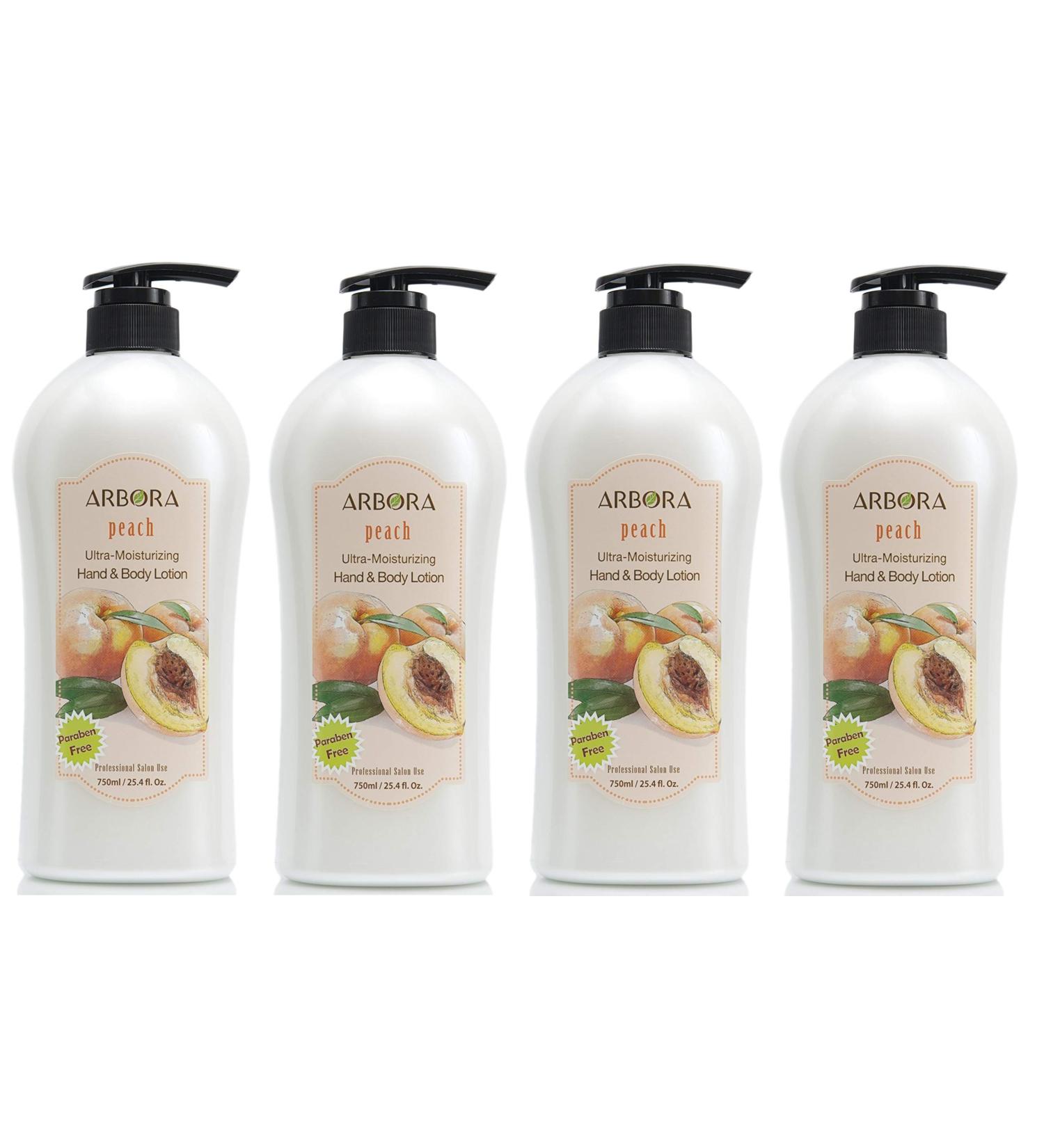 ARBORA Hand & Body Lotion PEACH 25.4OZ/750ML Paraben Free Natural Ultra-Moisturizing Professional Massage Lotion Original from Korea Pack of 4 - Buy Online on GoSupps.com