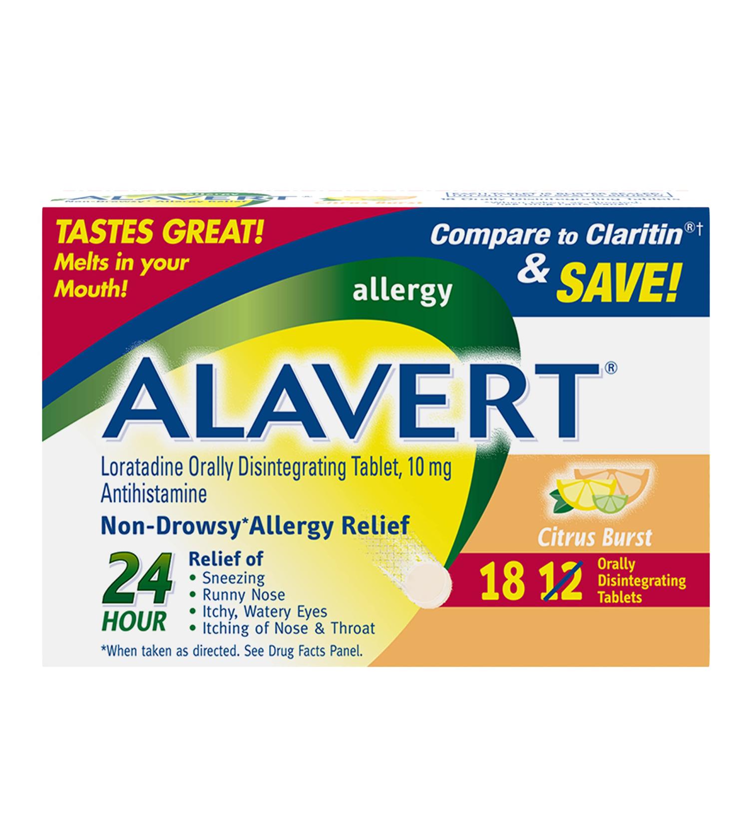 Alavert 24-Hour Citrus Burst Allergy Relief Orally Disintegrating Tablets - 18 Count Pack - Buy Online on GoSupps.com