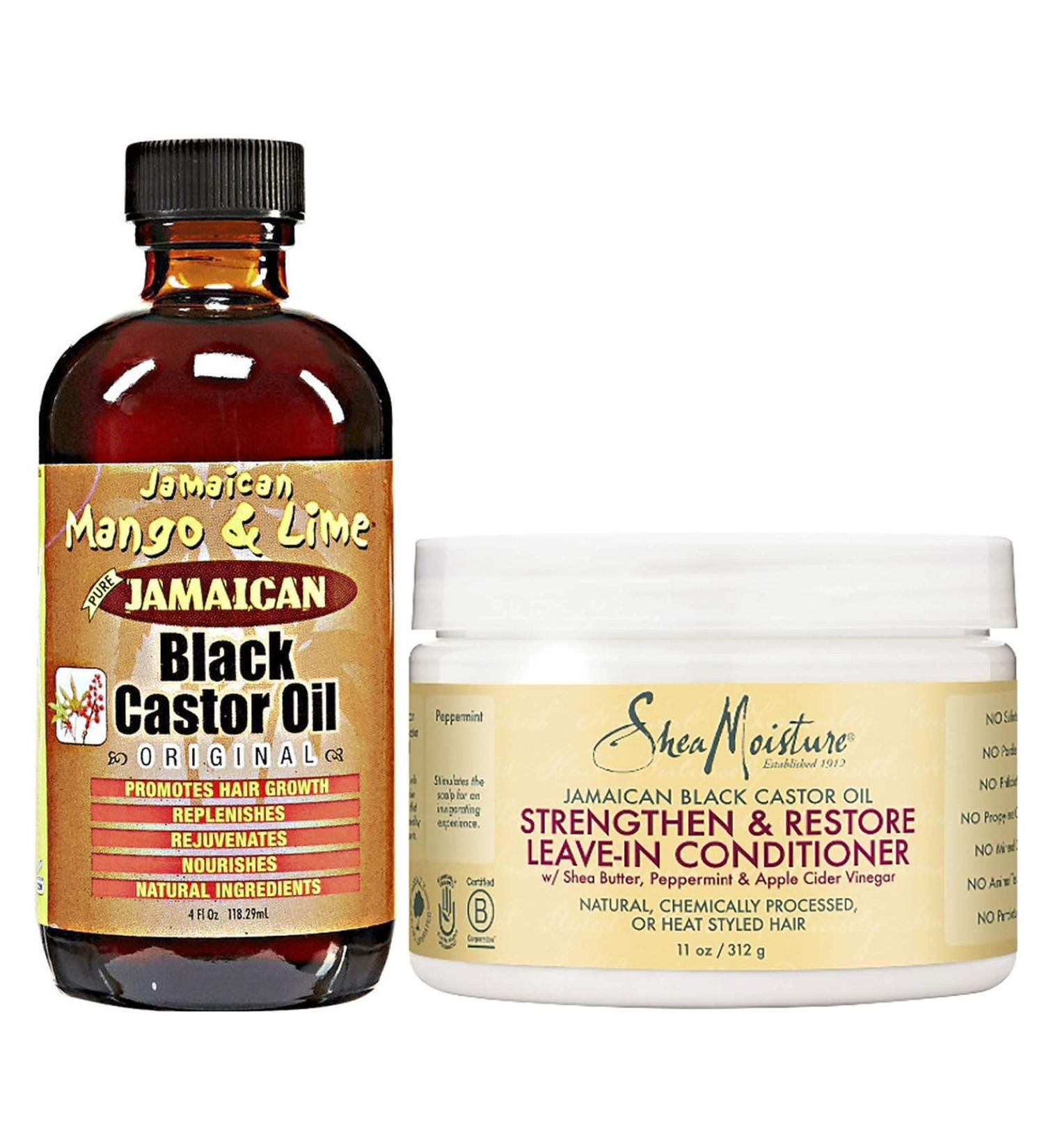 Jamaican Mango Black Castor Oil Original 4oz with Shea Moisture Jamacian Black Castor Oil Leave in Conditioner - Buy Online on GoSupps.com