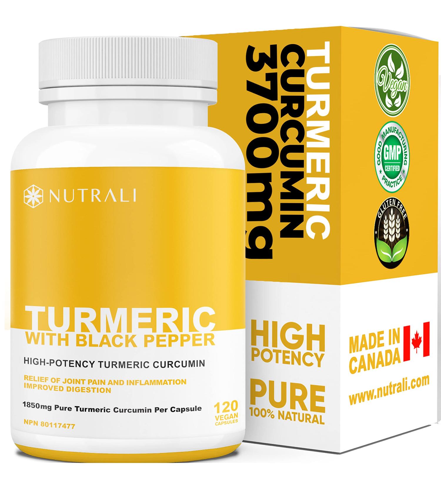 HIGH POTENCY TURMERIC CURCUMIN + BLACK PEPPER EXTRACT Powerful 3700mg per Serving (2 capsules) Source of Anti-Inflammatory and Antioxidants. Joint Pain Relief Improved Liver Function. Non-GMO Vegan Gluten Free. Zero Additives Easy to Swallow Capsules. 1 - Buy Online on GoSupps.com