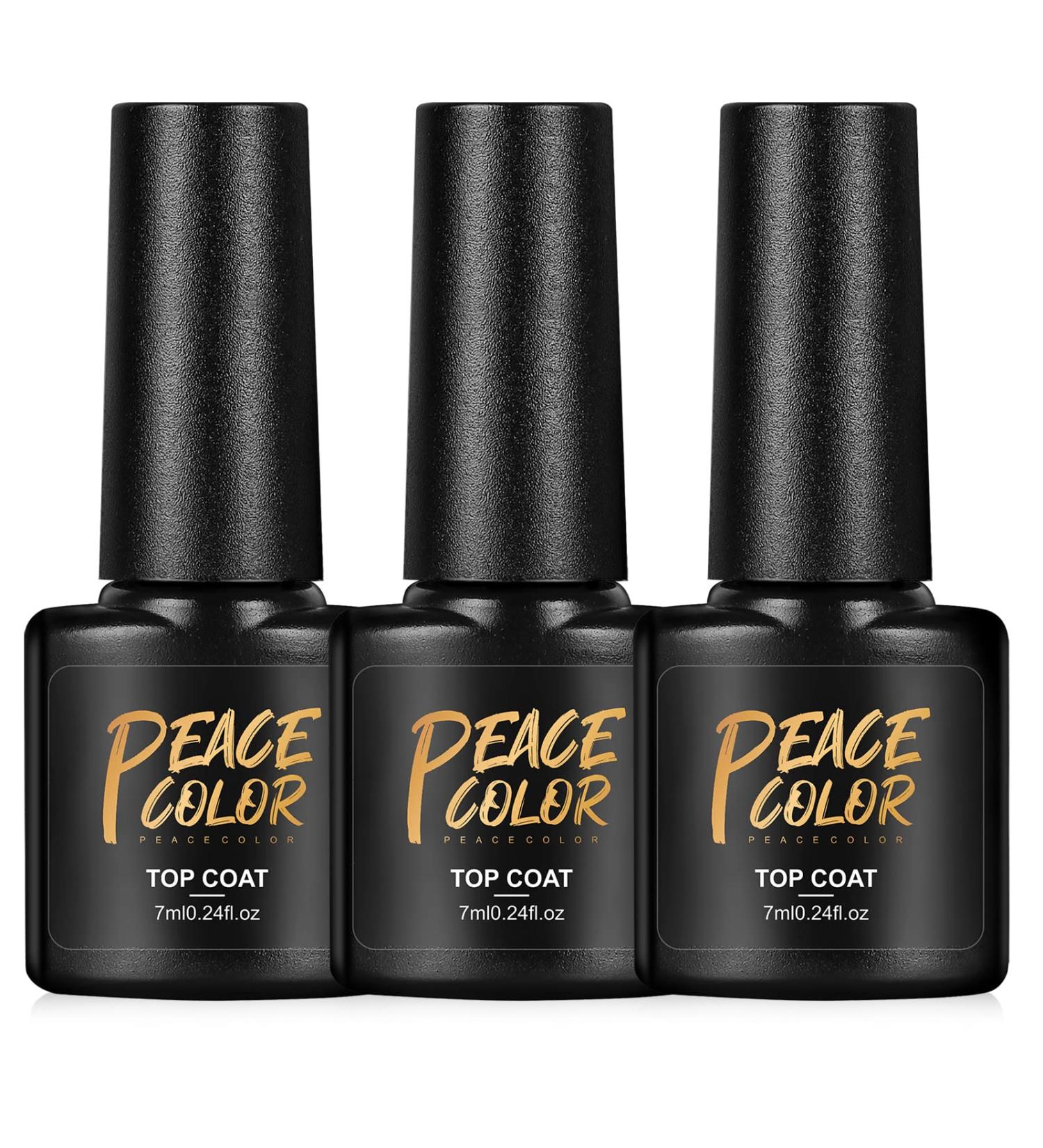PEACECOLOR 3 x 7ml Gel Polish Gel No Wipe Top Coat Shine Finish and Long Lasting Soak Off UV Nail Lamp Gel A4 - Buy Online on GoSupps.com